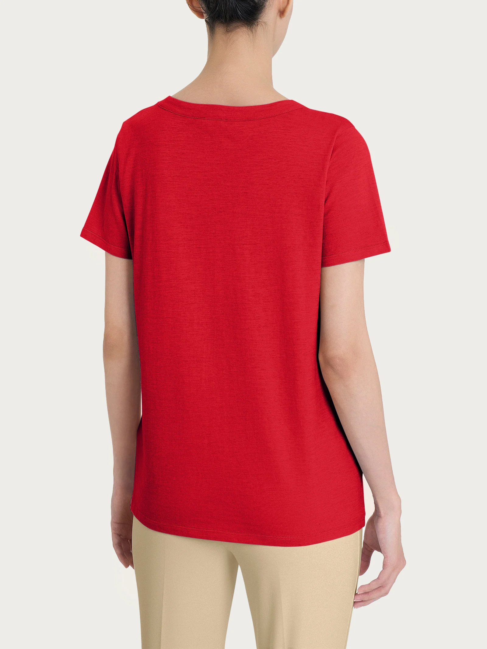 Maglietta girocollo in slub jersey di cotone - Salsa - Image 2