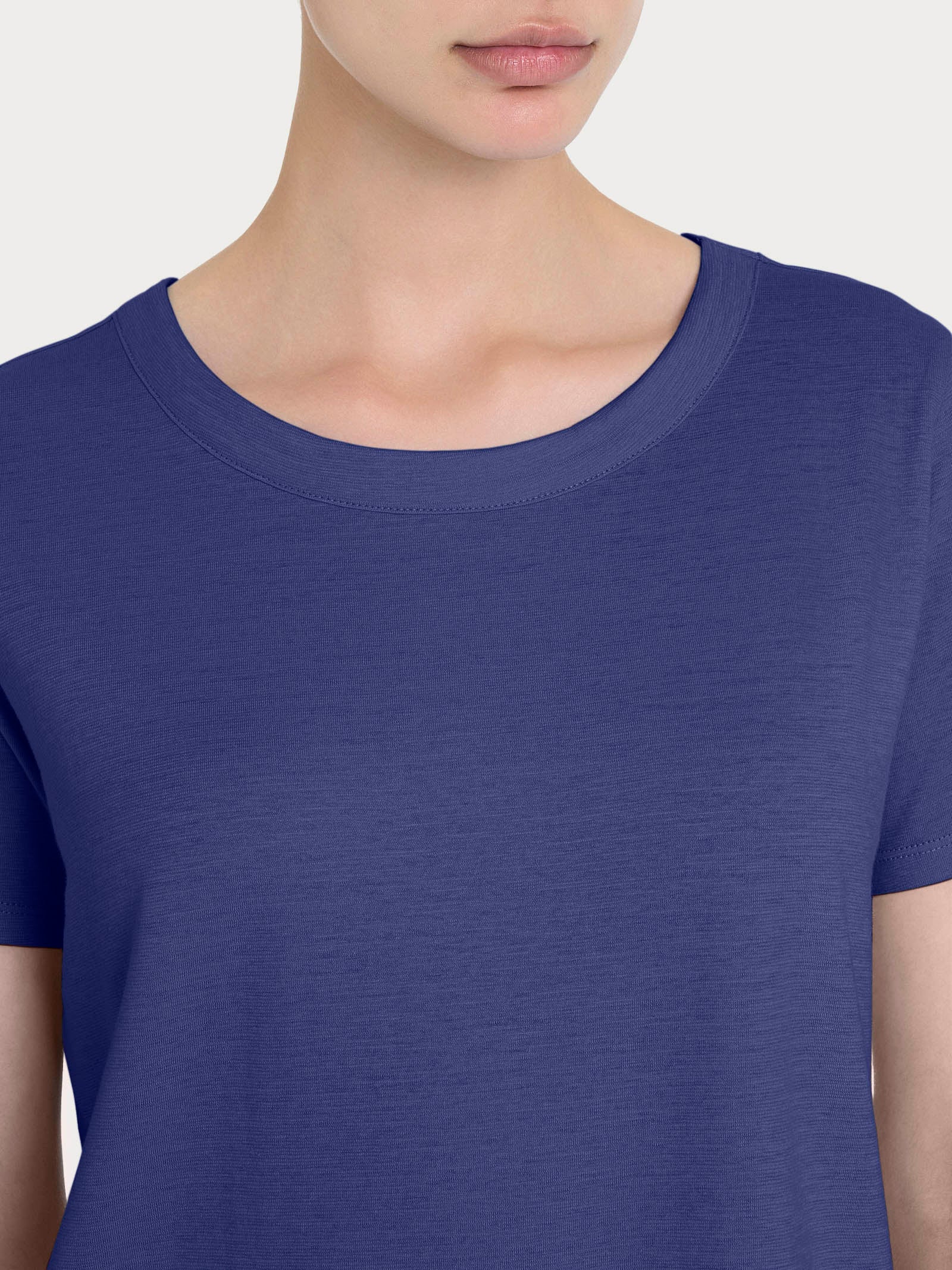Maglietta girocollo in slub jersey di cotone - Skipper Blue - Image 3
