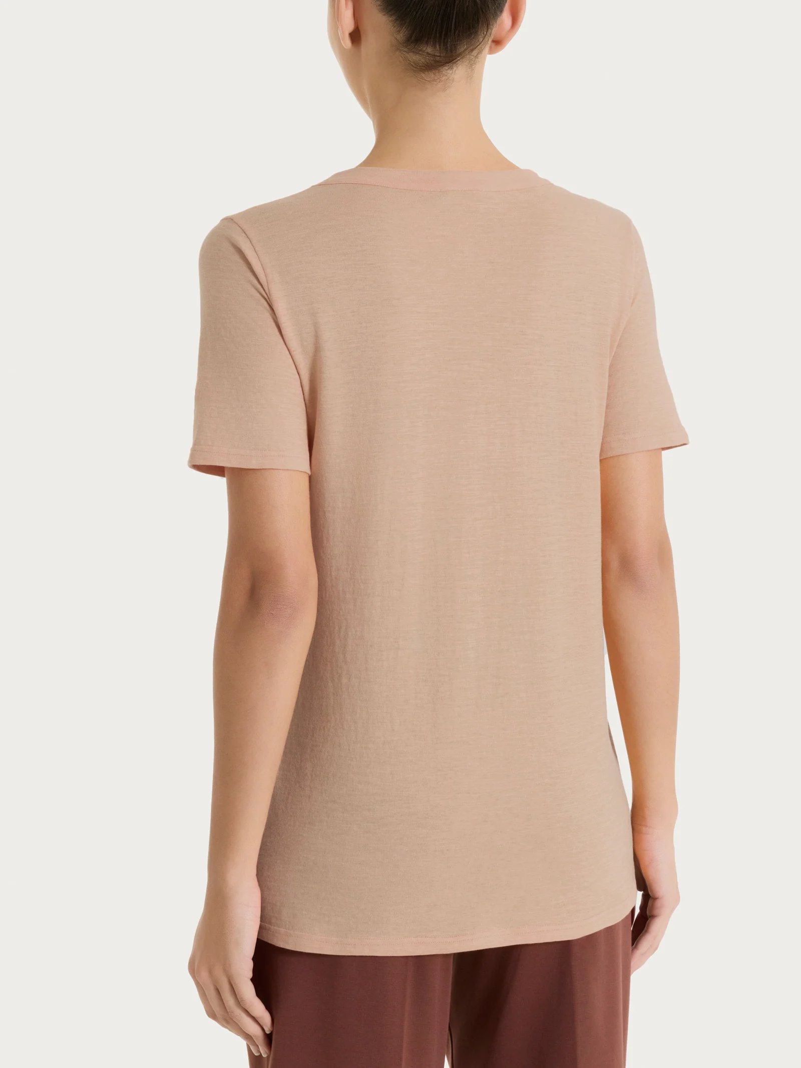 Maglietta girocollo in slub jersey di cotone - Warm Taupe - Image 2