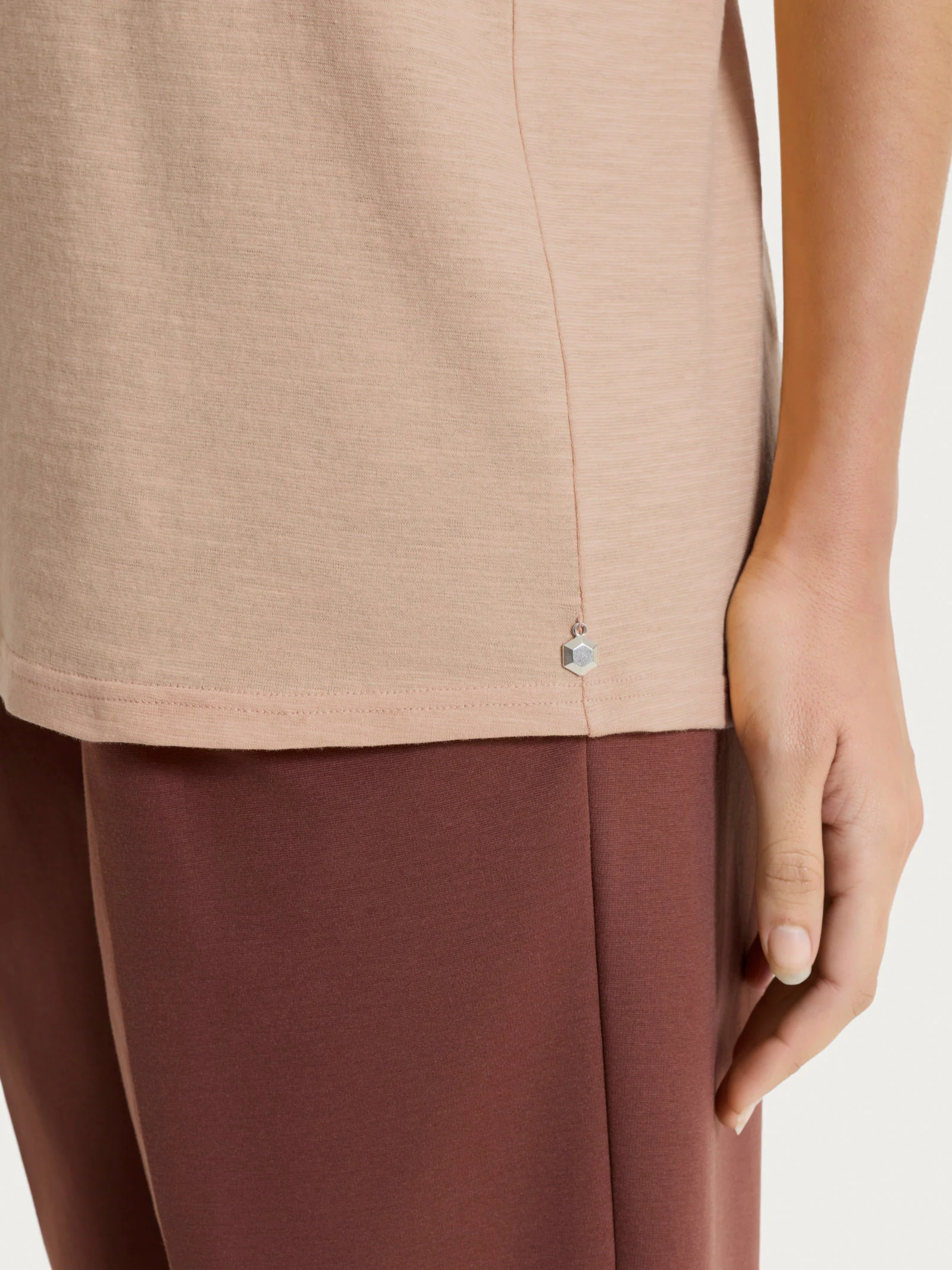 Maglietta girocollo in slub jersey di cotone - Warm Taupe - Image 3