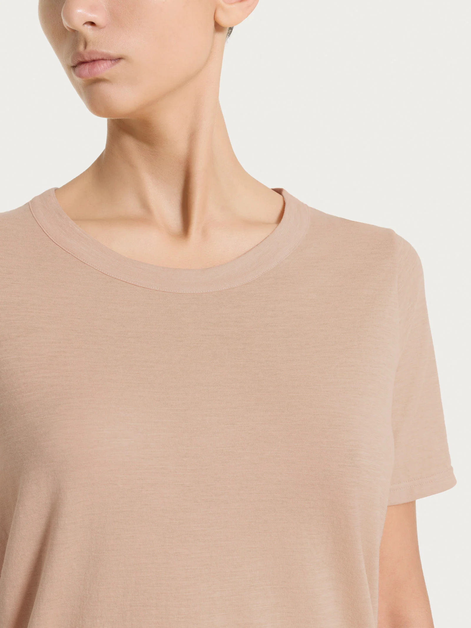 Maglietta girocollo in slub jersey di cotone - Warm Taupe - Image 4