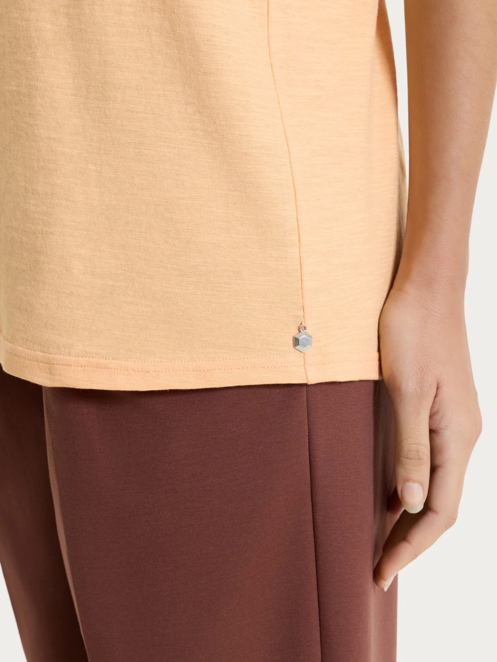 Maglietta girocollo in slub jersey di cotone - Peach Cobbler - Image 3