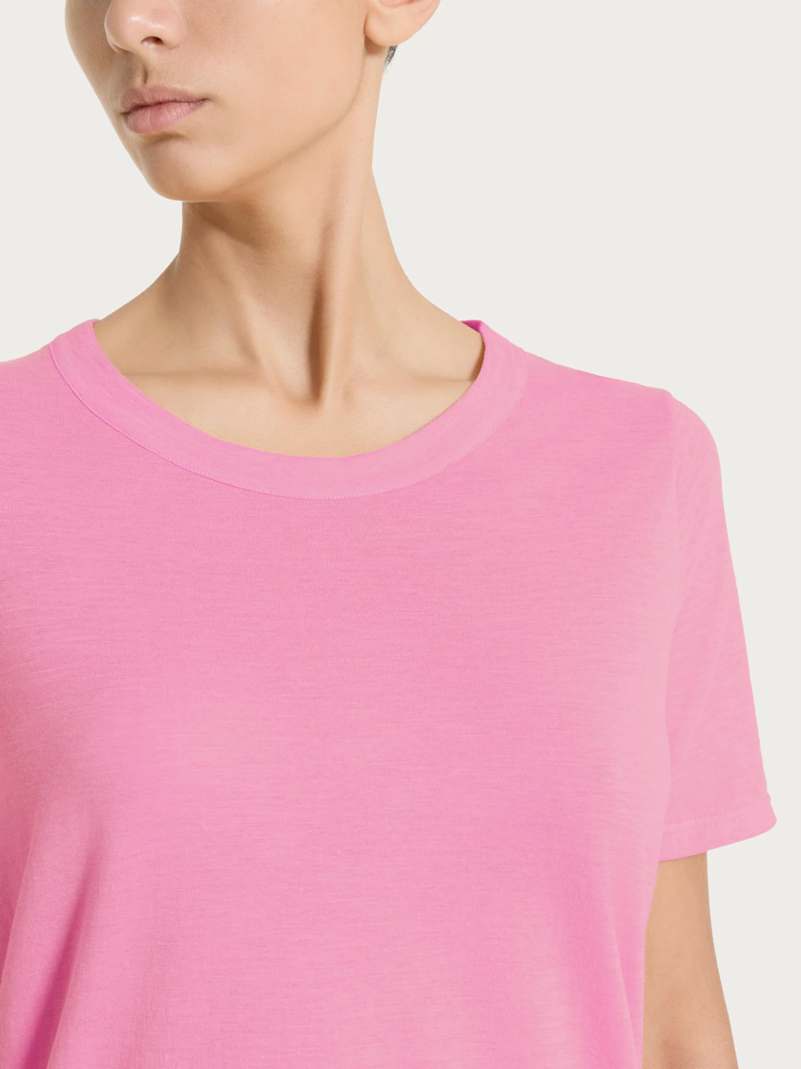 Maglietta girocollo in slub jersey di cotone - Cashmere Rose - Image 4