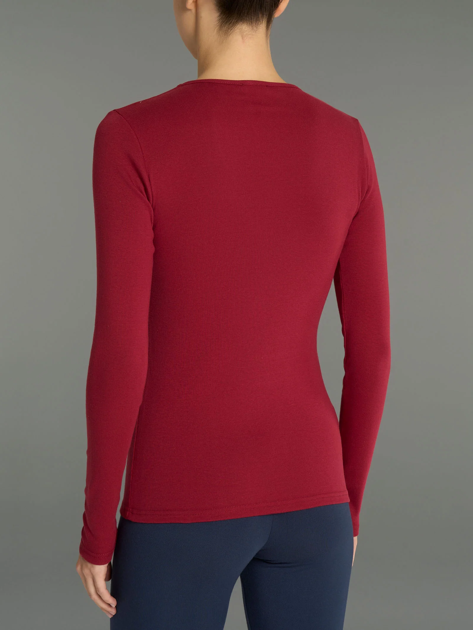 Maglietta girocollo in Thermo Cotton - Granata - Image 2