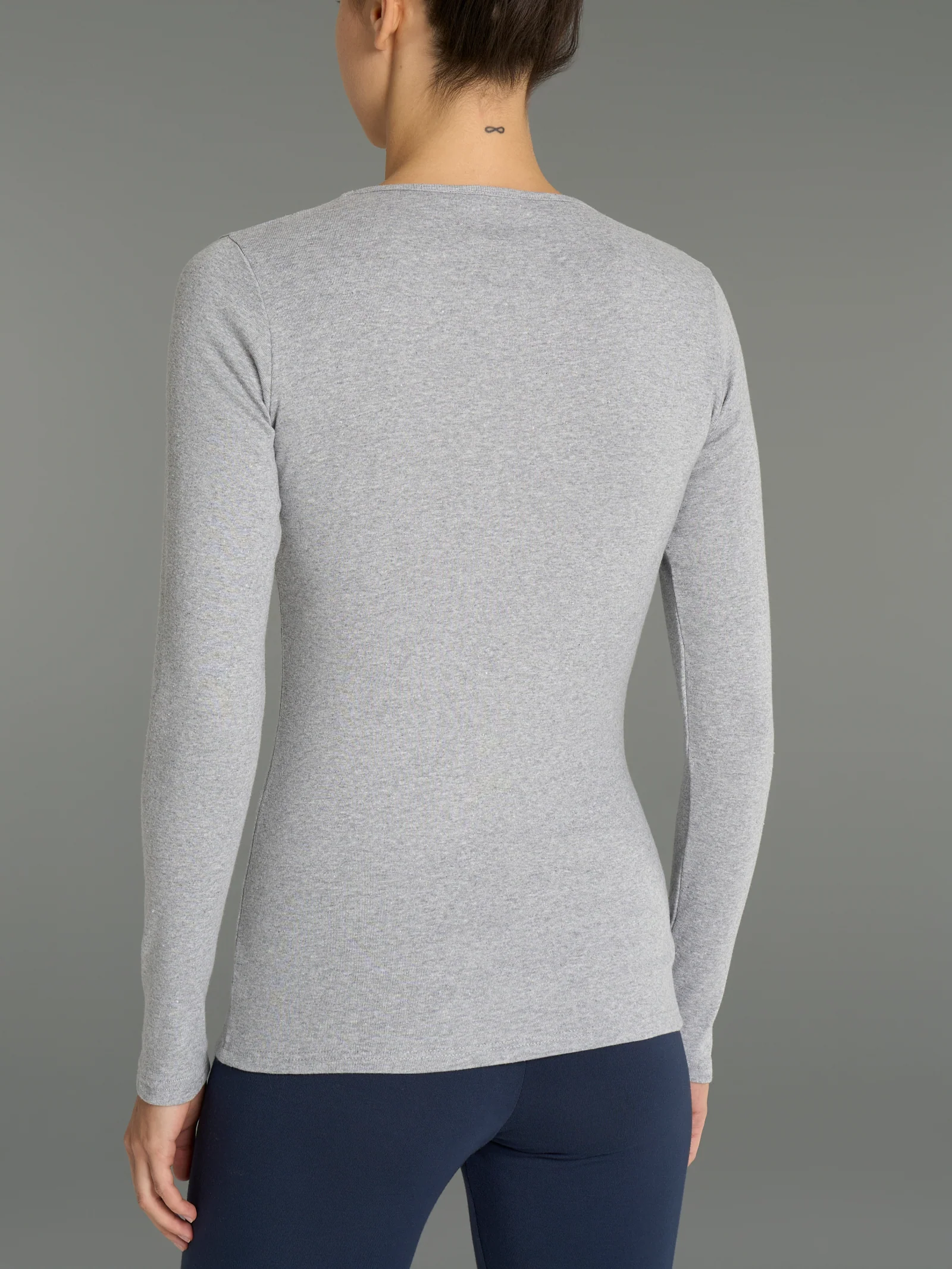 Maglietta girocollo in Thermo Cotton - Argento Mel. - Image 2