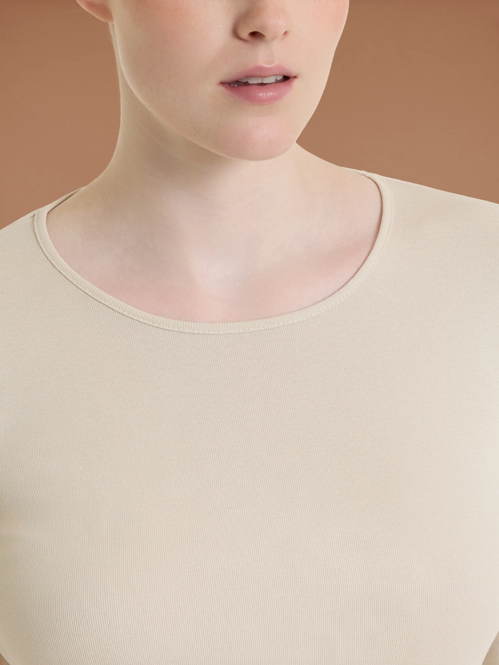 Maglietta girocollo in Thermo Cotton - Champignon - Image 3