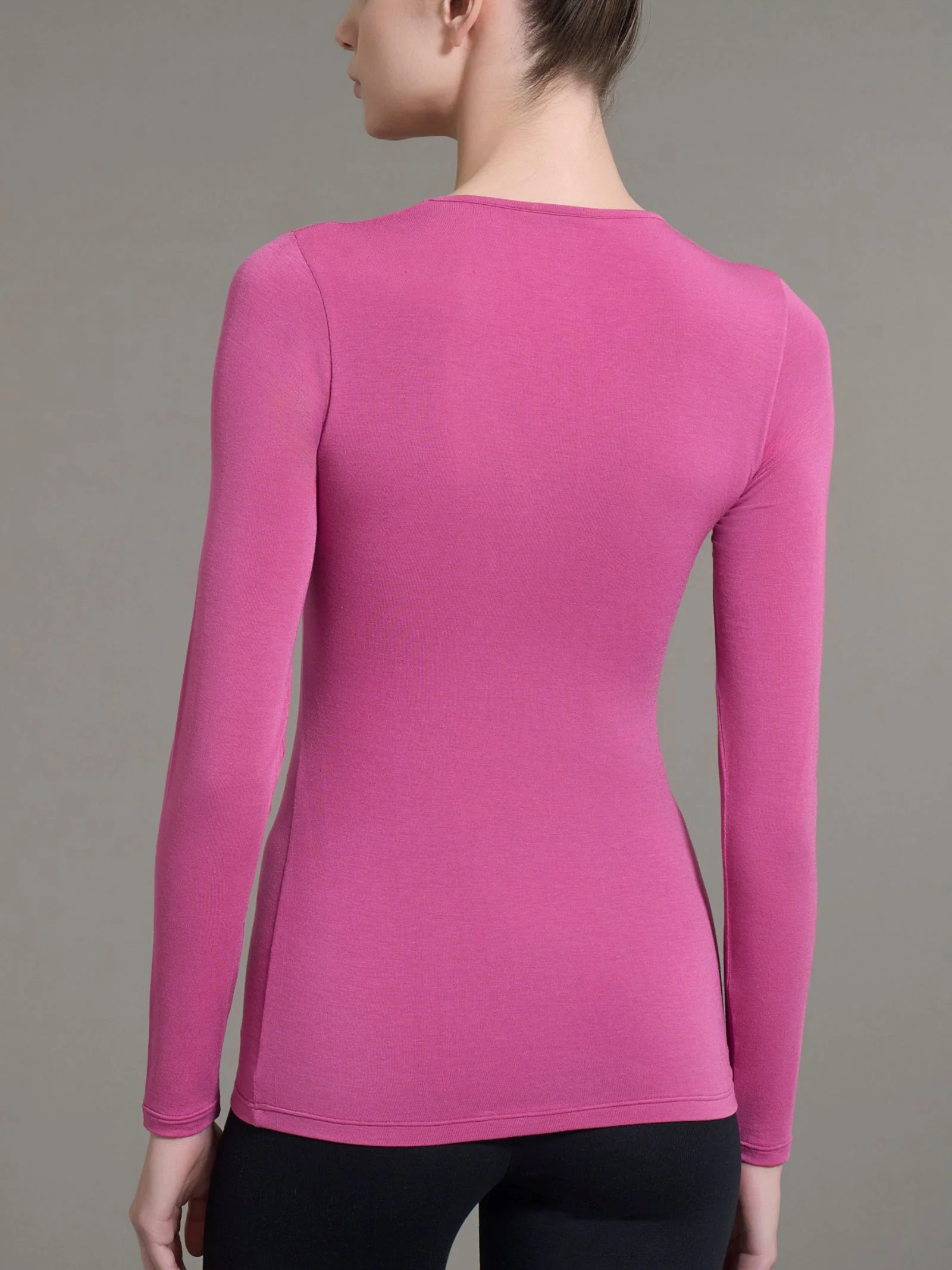 Maglietta girocollo in Thermo Cotton - Red Violet - Image 2