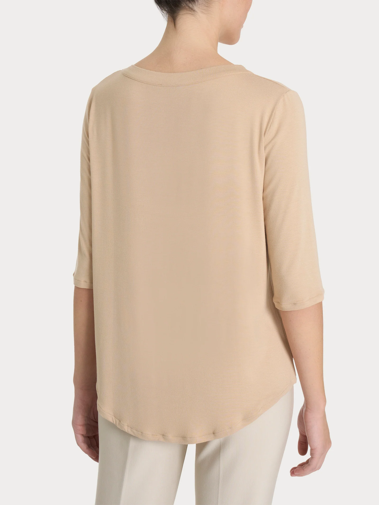 Maglietta girocollo in Viscosa Summer - Irish Cream - Image 2