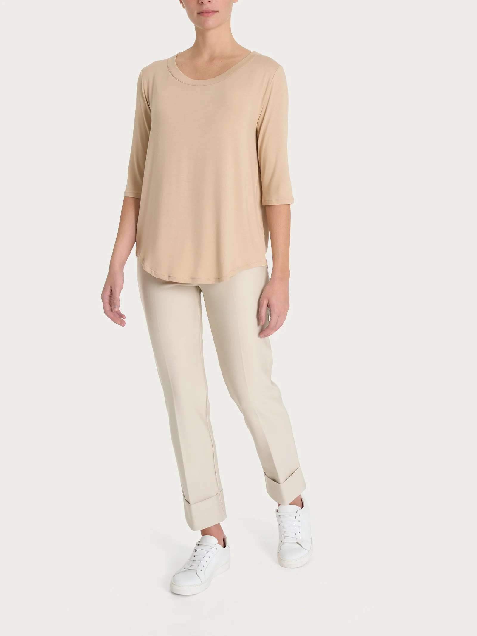 Maglietta girocollo in Viscosa Summer - Irish Cream - Image 4