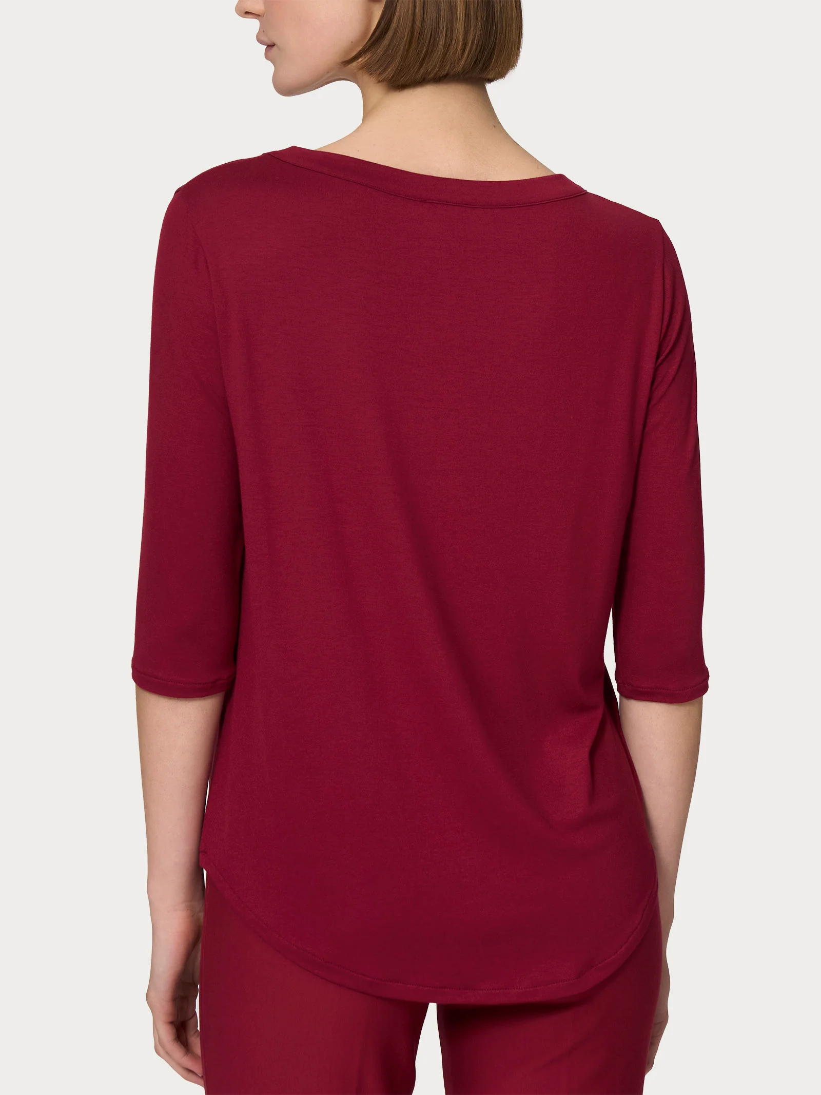 Maglietta girocollo in Viscosa Summer - Tibetan Red - Image 2