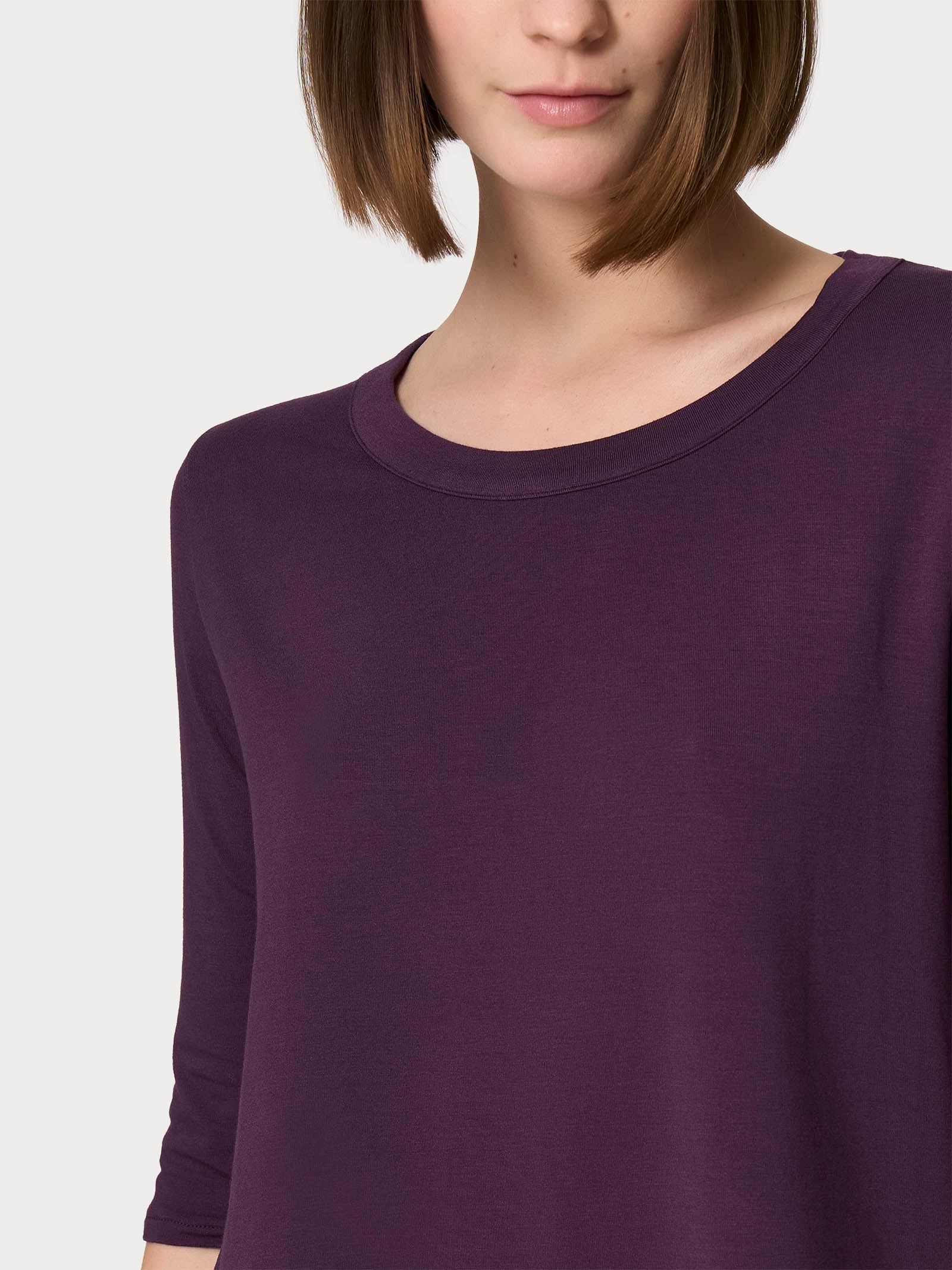 Maglietta girocollo in Viscosa Summer - Plum Perfect - Image 3