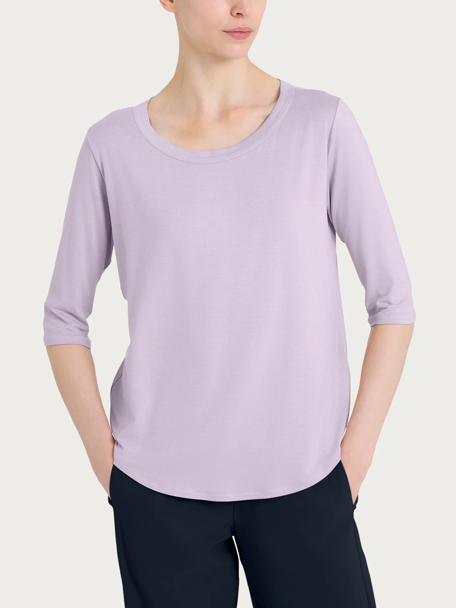 Maglietta girocollo in Viscosa Summer - Thistle - Image 4