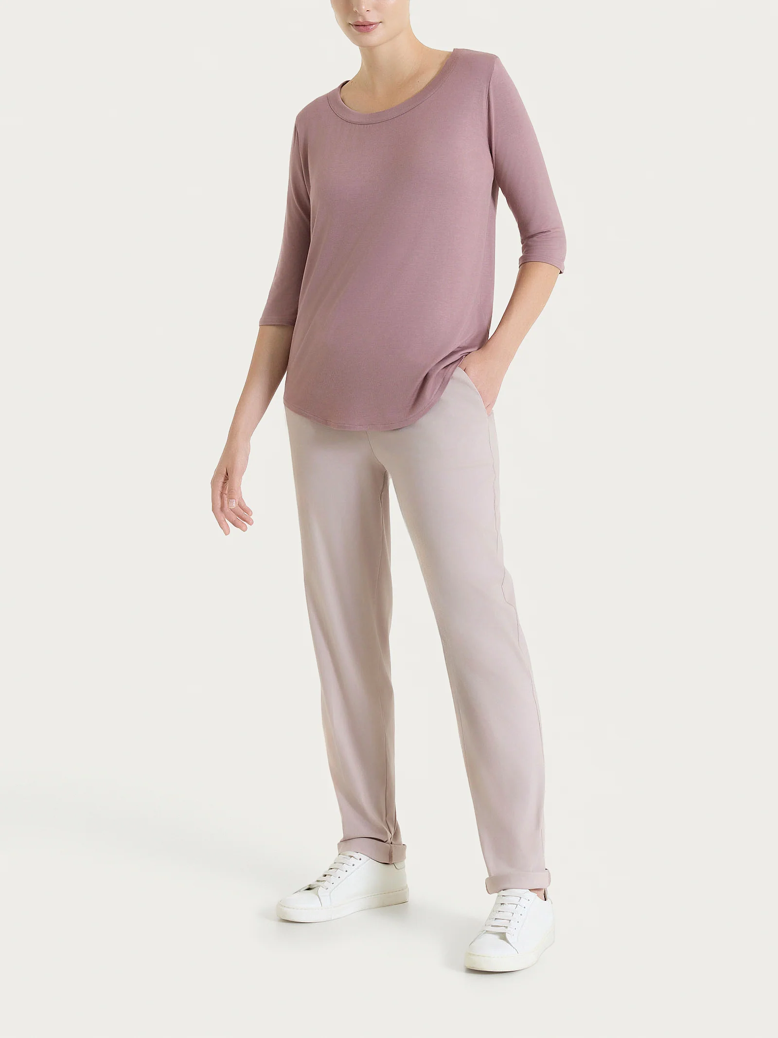 Maglietta girocollo in Viscosa Summer - Twilight Mauve - Image 5