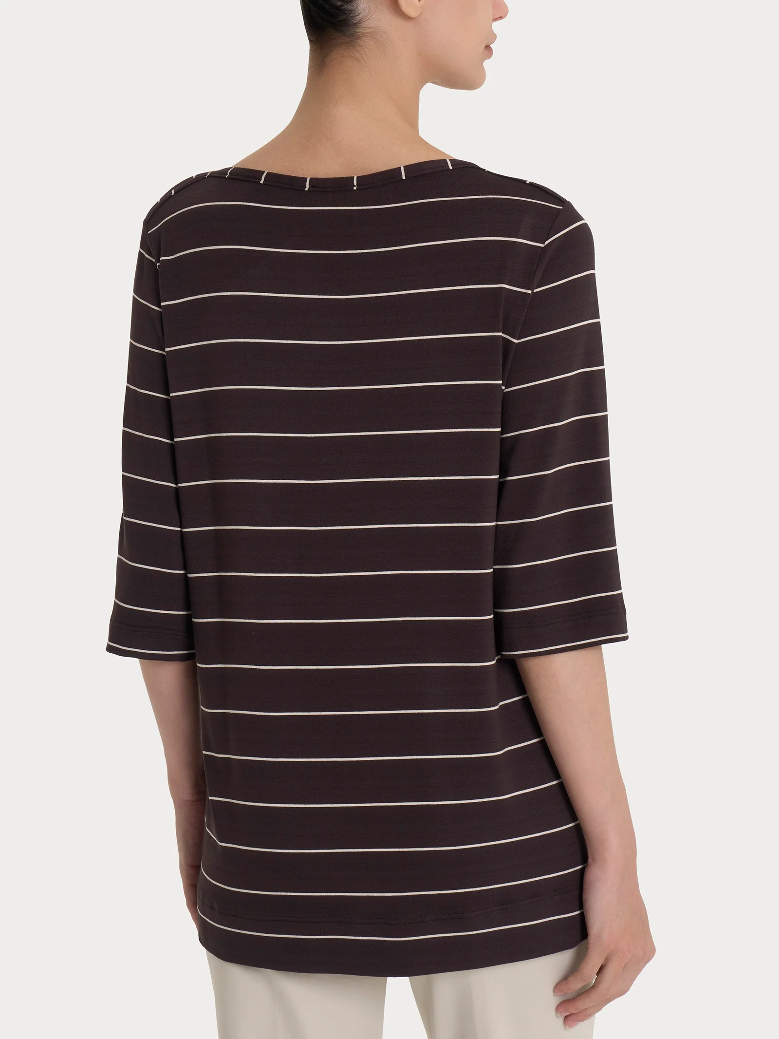 Maglietta soft con stripes spaziate in Viscosa Summer  - Fant. Chocolate Torte Riga Spaziata - Image 2