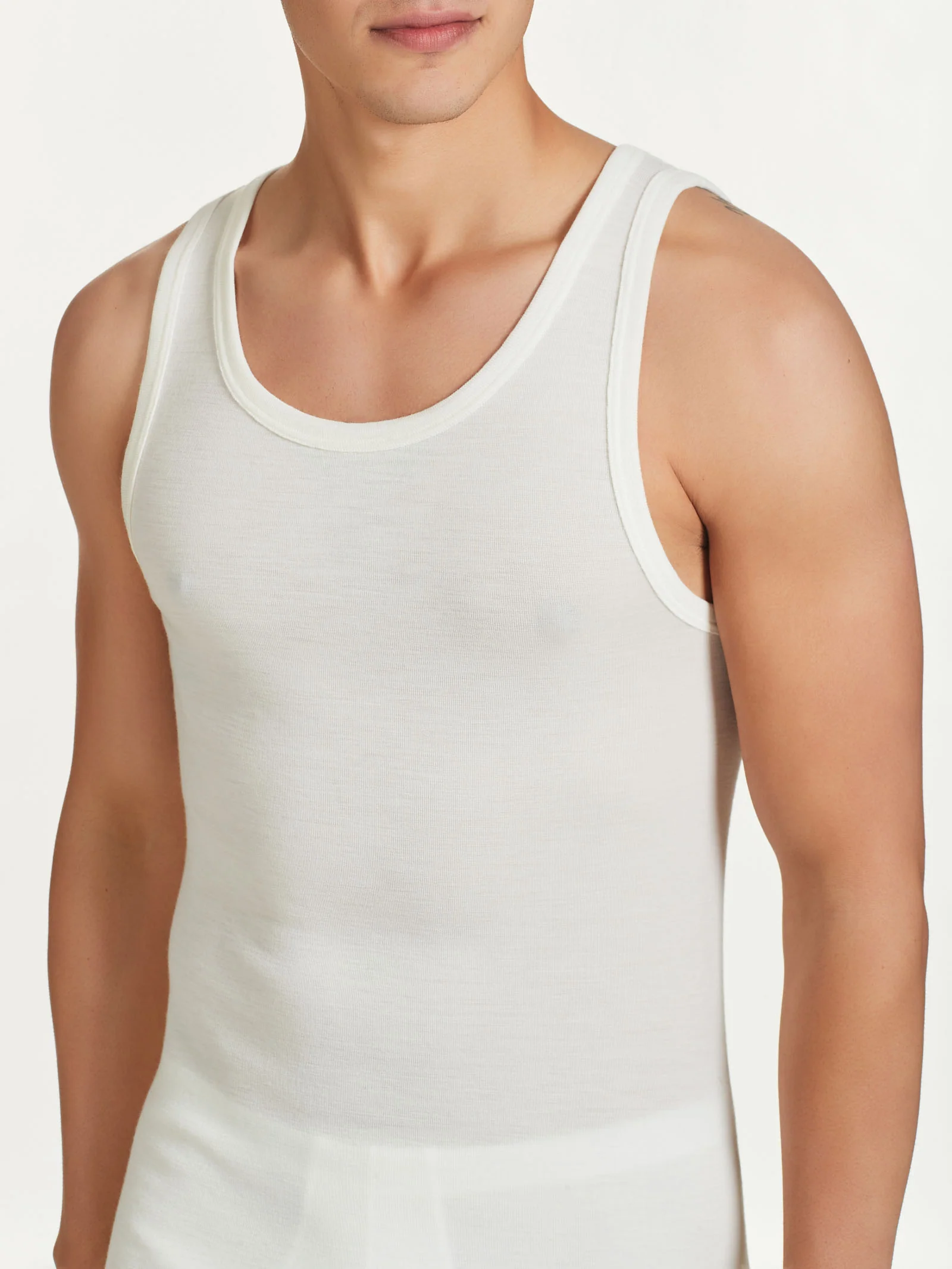 Merino Medium - Canottiera spalla larga in lana di peso medio - B.co Lana - Image 4