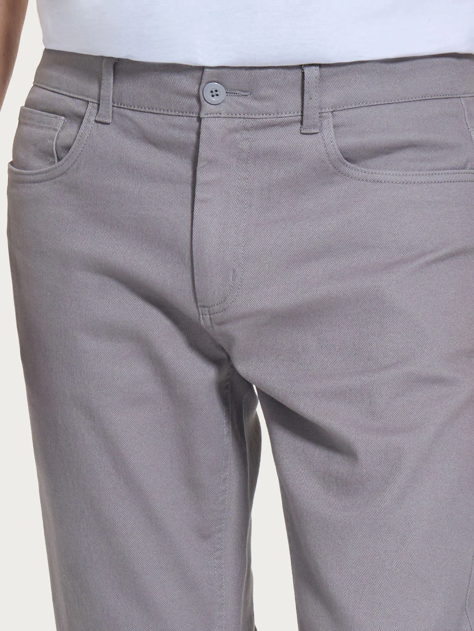 Pantalone 5 tasche in Raw Twill di cotone elasticizzato - Pietra - Image 3