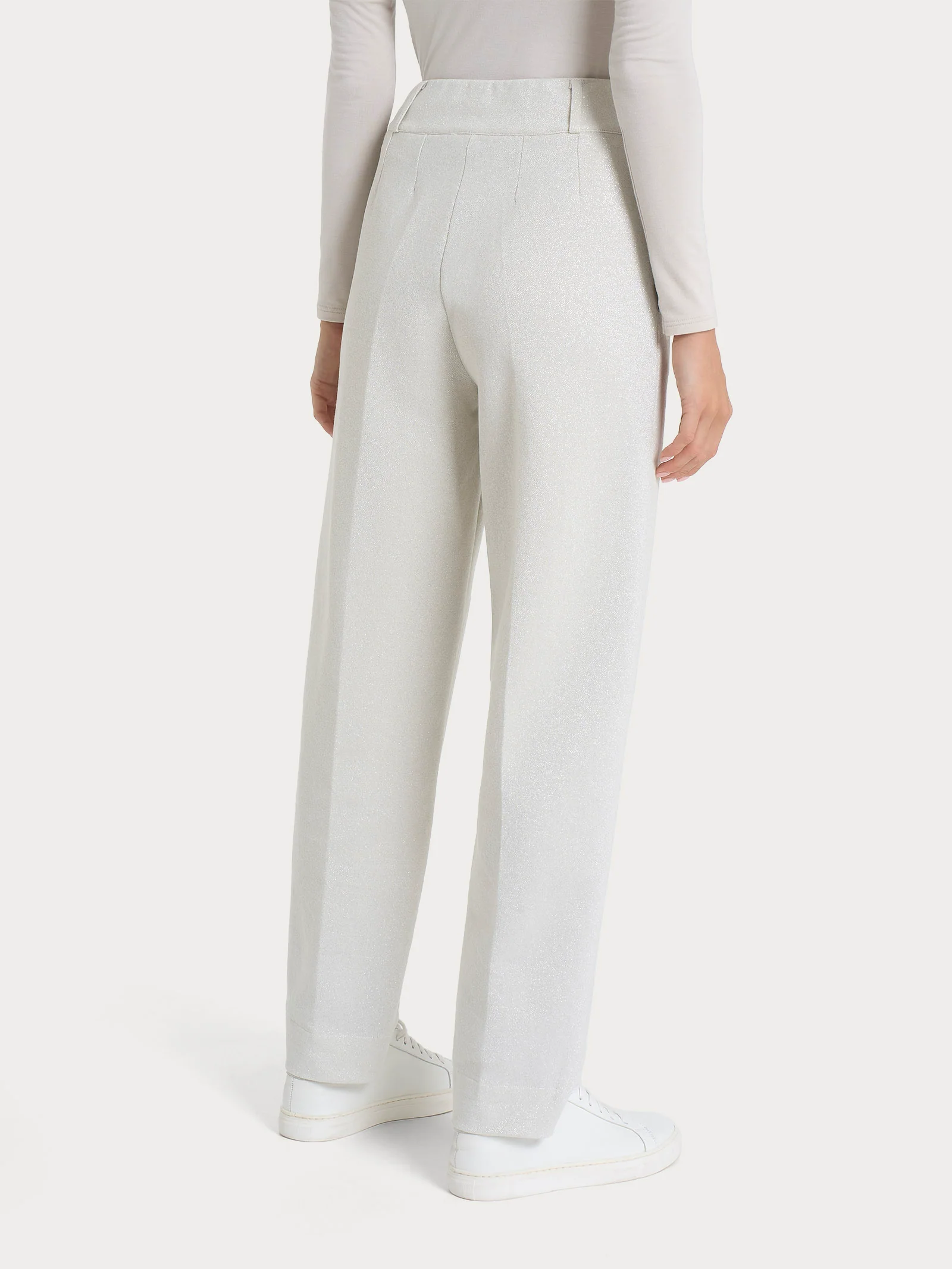 Pantalone a carota con tasche e pinces in tessuto Eco Jacquard - Fant.Champignon - Image 2