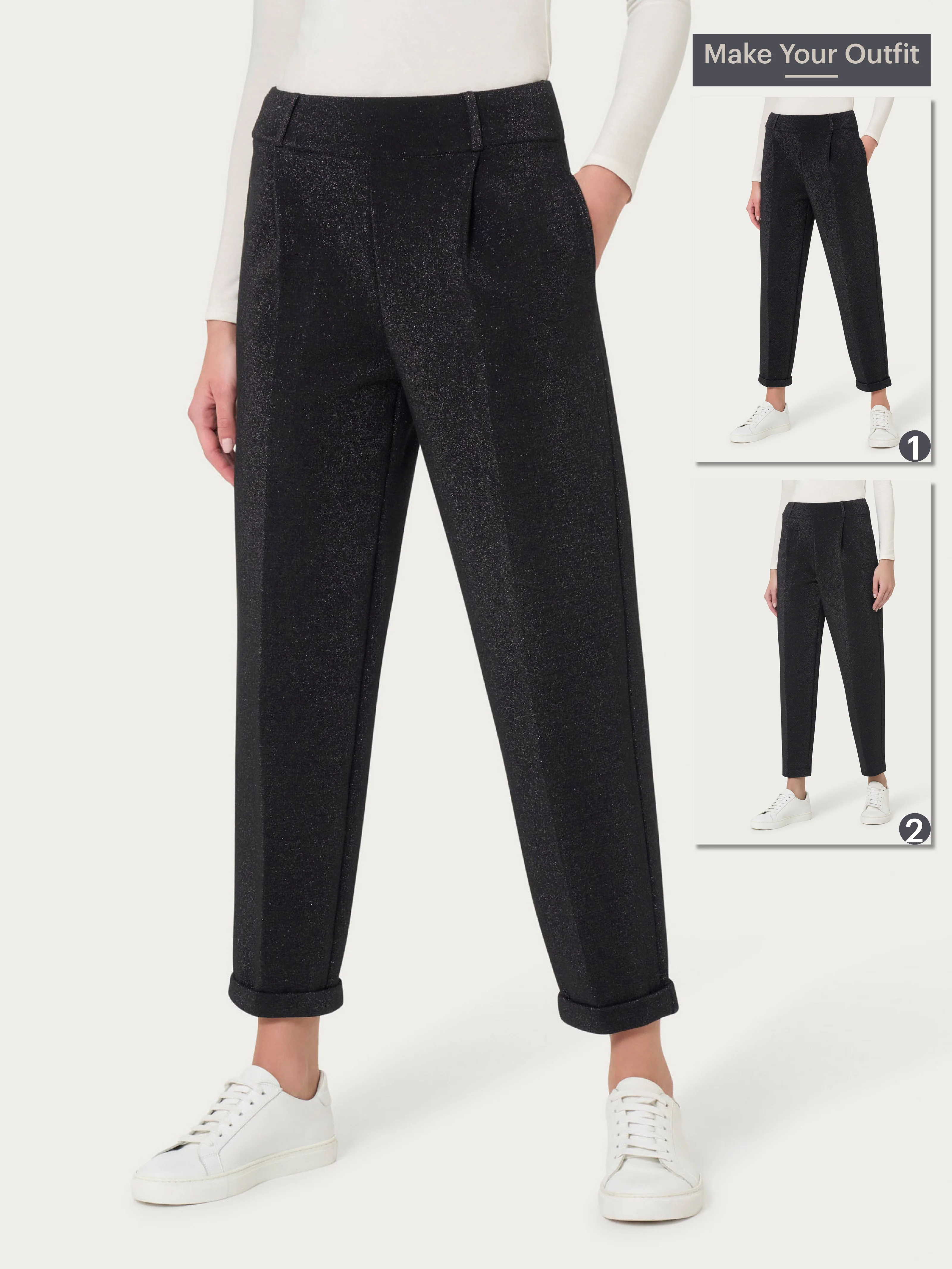 Pantalone a carota con tasche e pinces in tessuto Eco Jacquard - Fant.Champignon - Image 4