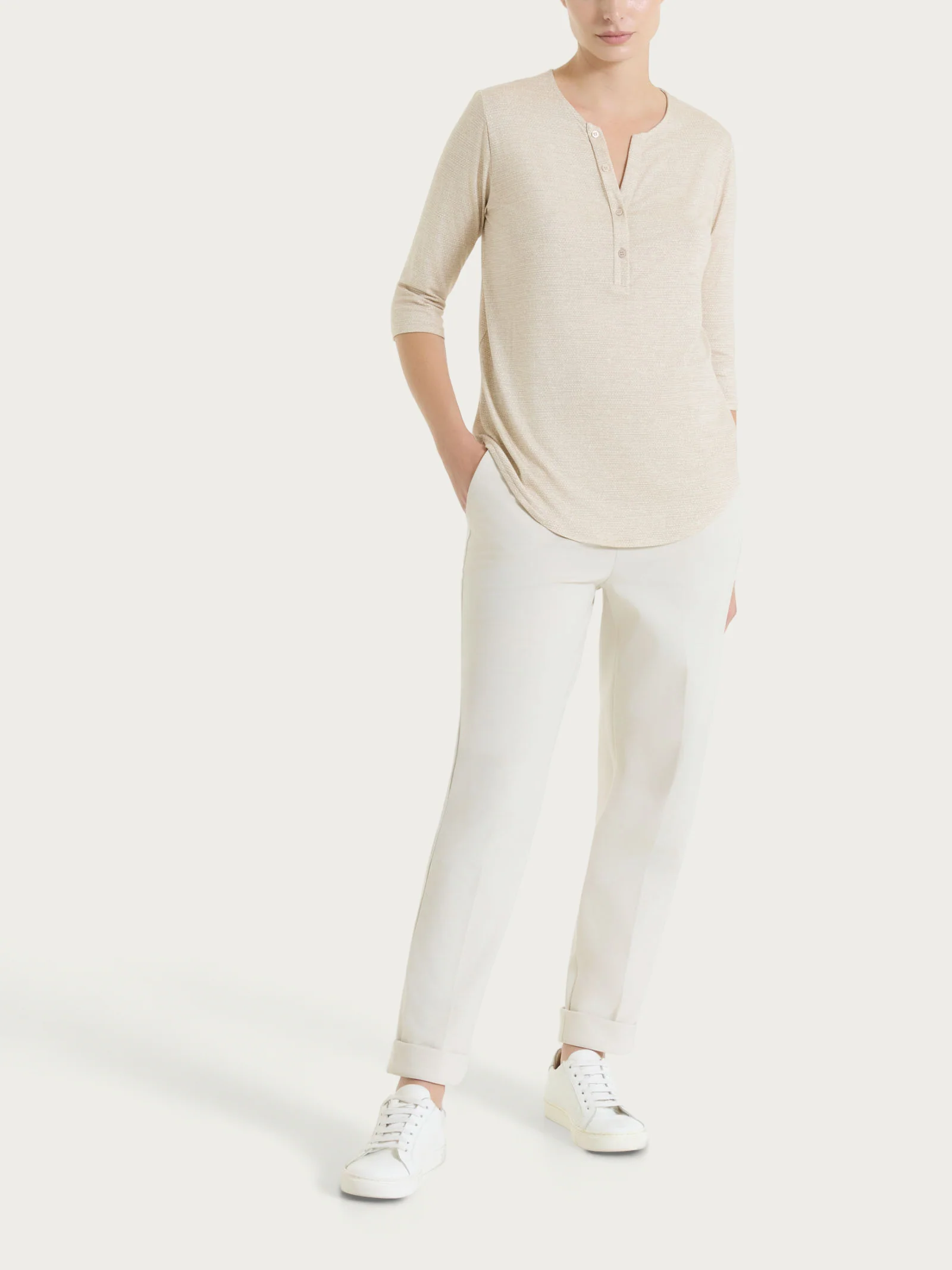 Pantalone a carota con tasche in Compact Light  - Champignon - Image 5