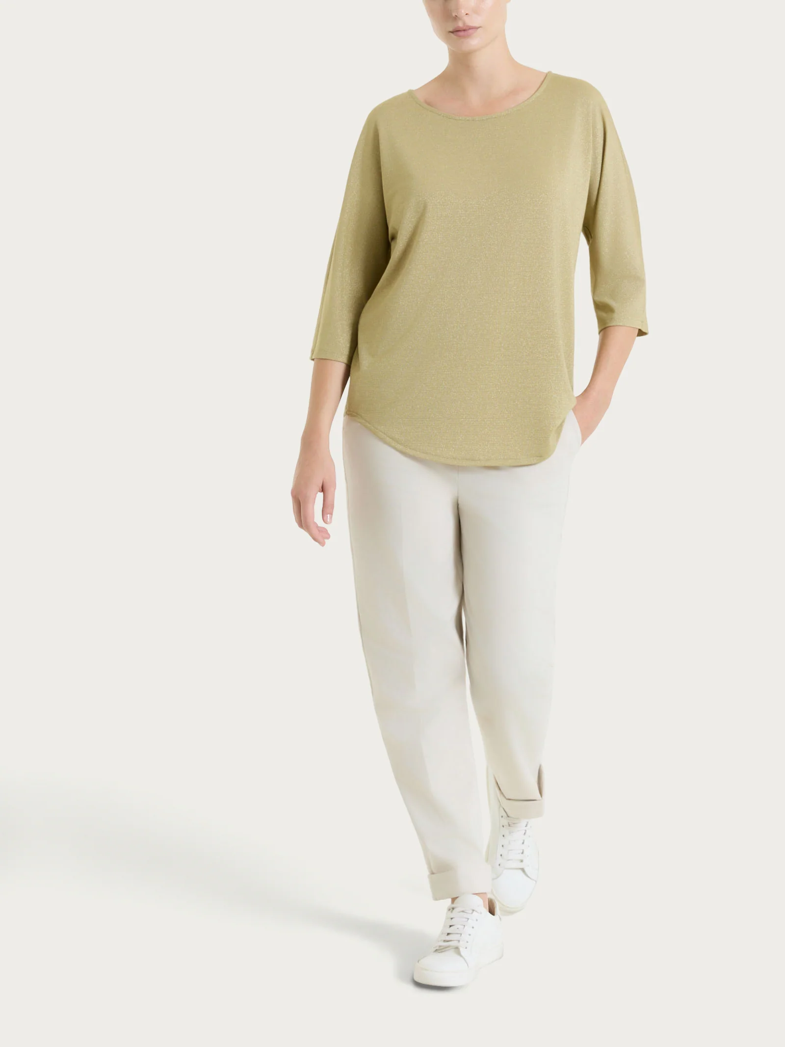 Pantalone a carota con tasche in Compact Light  - Champignon - Image 6