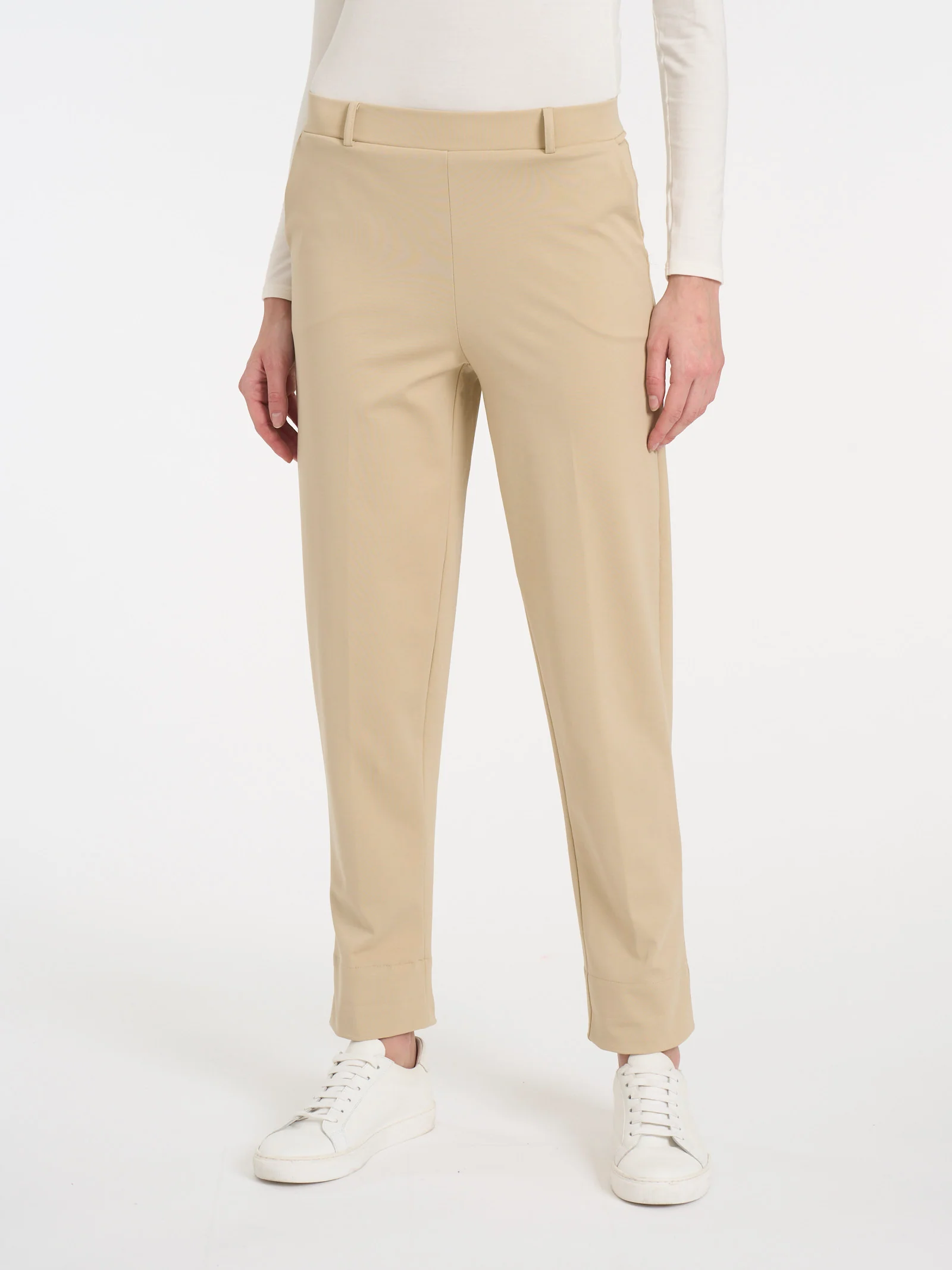 Pantalone a carota con tasche in Compact Light  - Irish Cream - Image 2