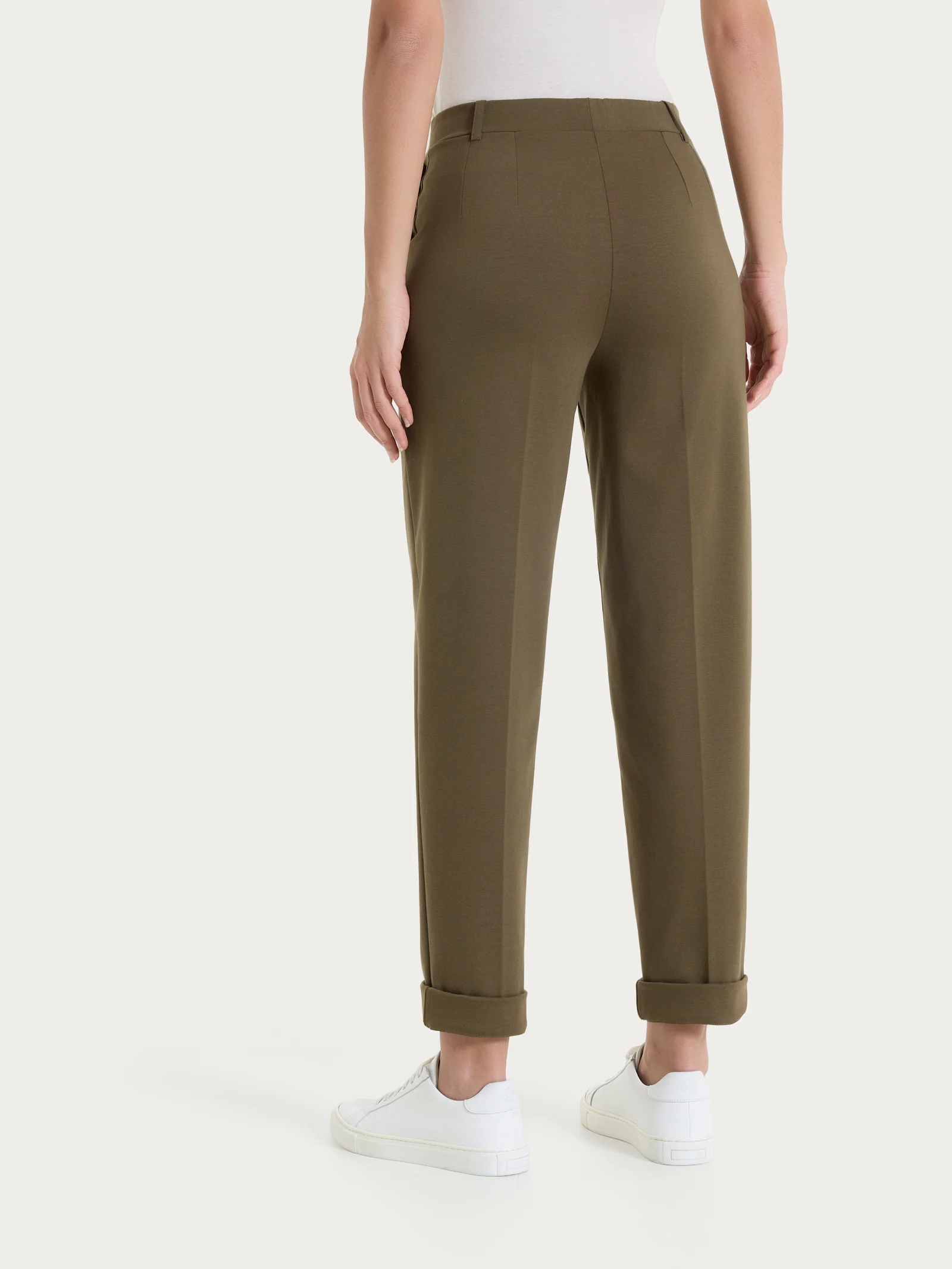 Pantalone a carota con tasche in Compact Light  - Dark Olive - Image 6