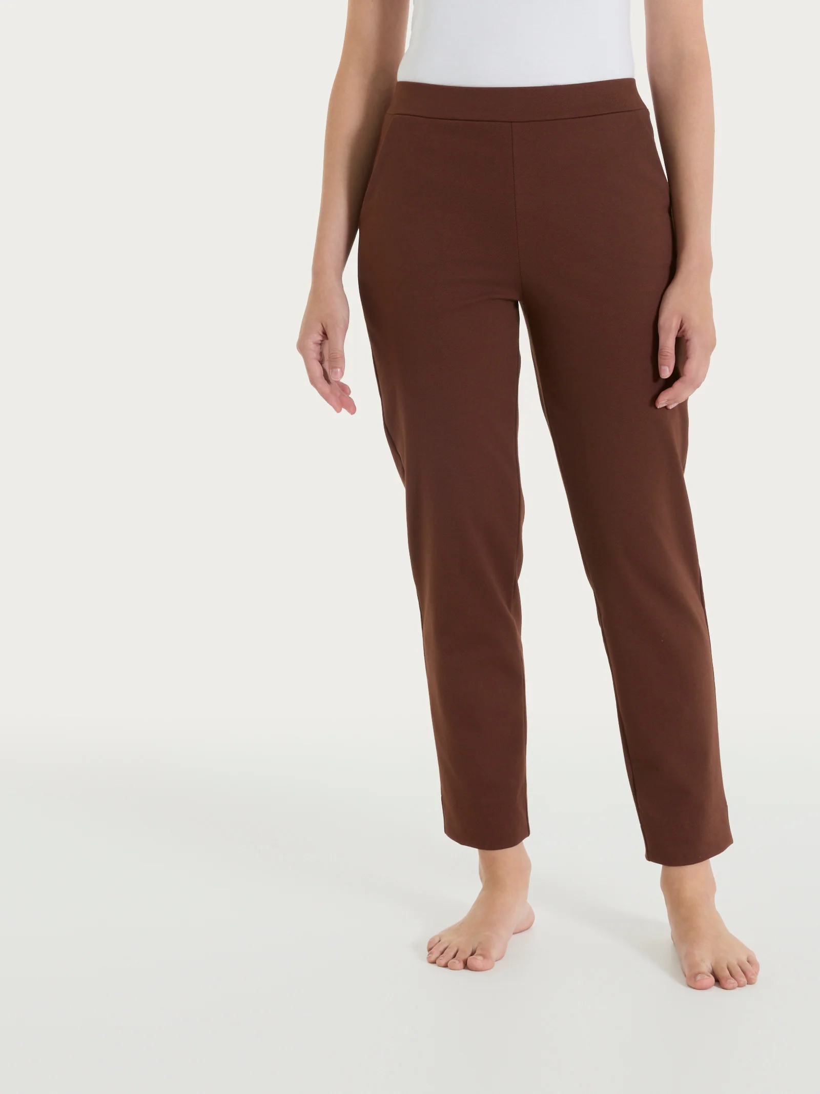 Pantalone a carota con tasche in Jersey di Cotone - Chocolate Fondant - Image 2