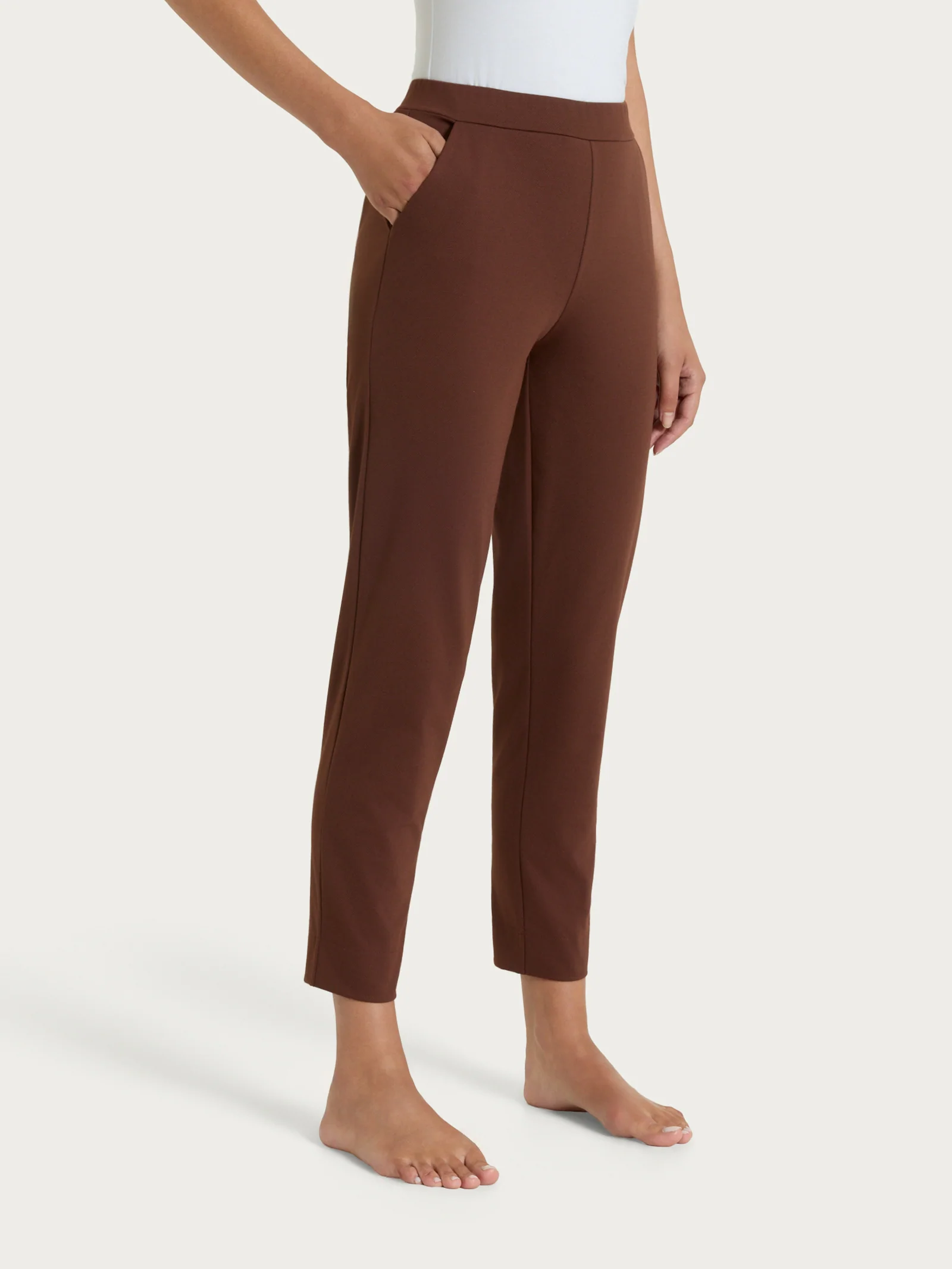 Pantalone a carota con tasche in Jersey di Cotone - Chocolate Fondant - Image 3
