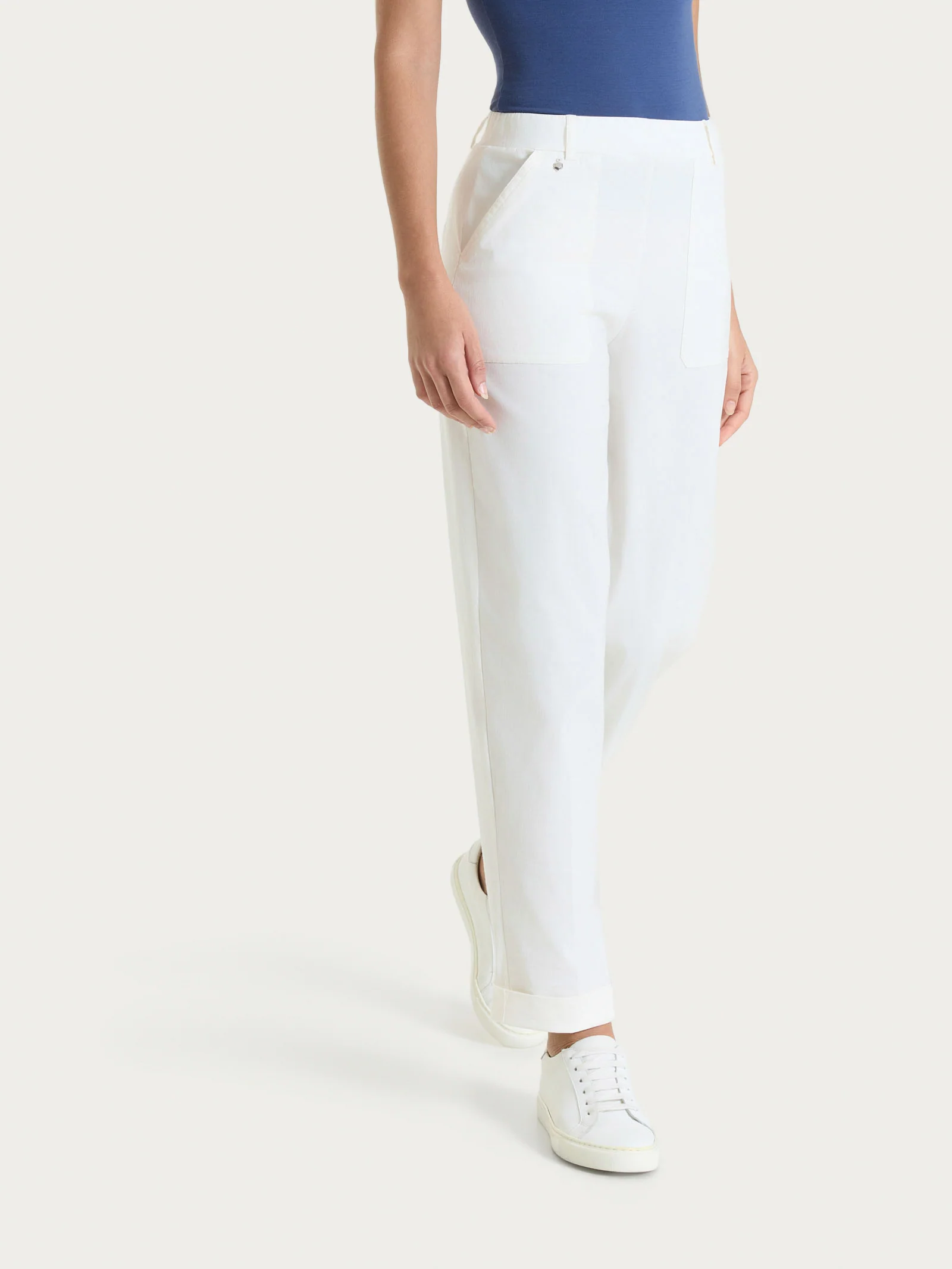 Pantalone a carota con tasche in Linen Super Fresh - Candido - Image 2