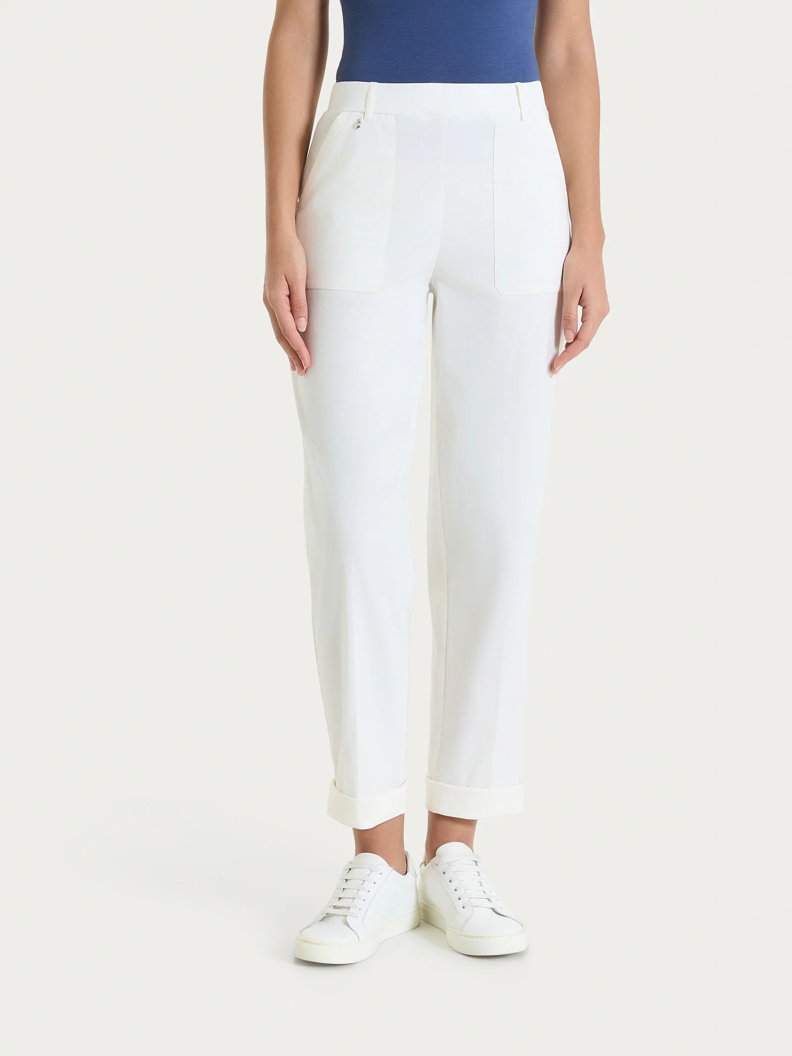 Pantalone a carota con tasche in Linen Super Fresh - Candido - Image 3