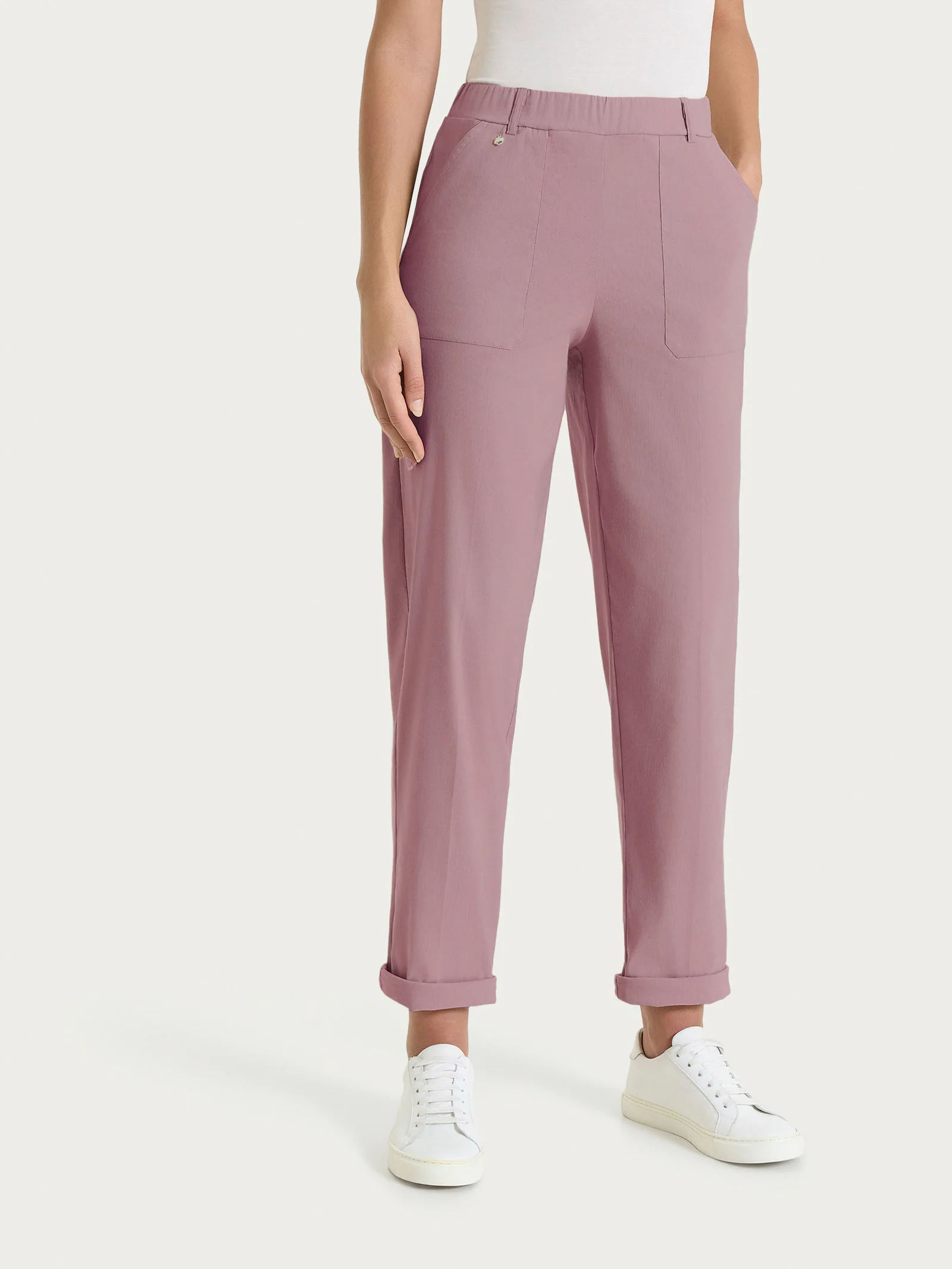 Pantalone a carota con tasche in Linen Super Fresh - Twilight Mauve - Image 2