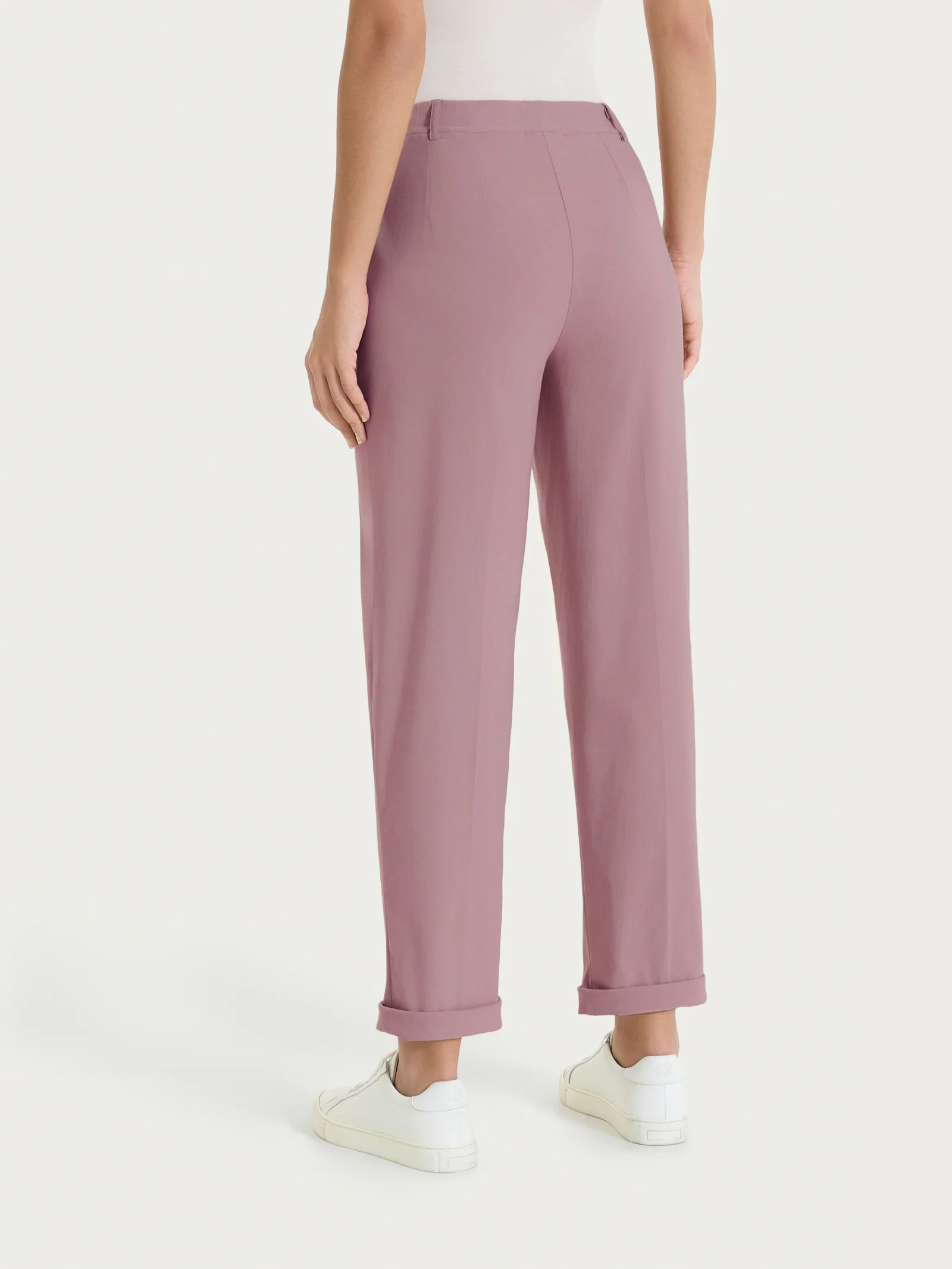 Pantalone a carota con tasche in Linen Super Fresh - Twilight Mauve - Image 4
