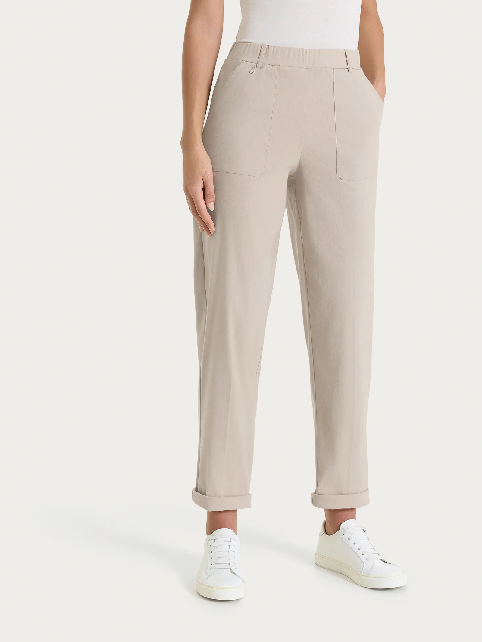 Pantalone a carota con tasche in Linen Super Fresh - Crockery - Image 2