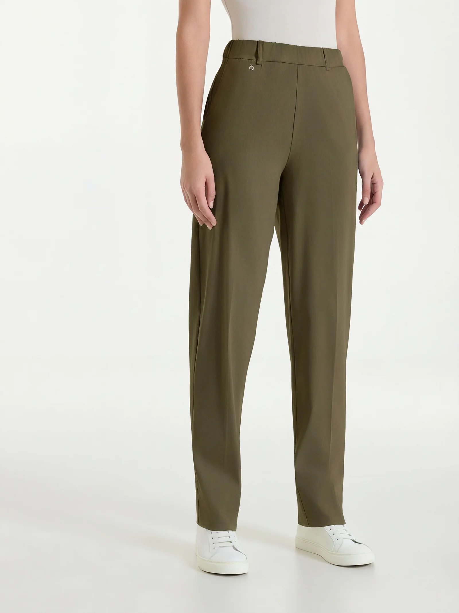 Pantalone a carota con tasche in Super Fresh - Dark Olive - Image 2