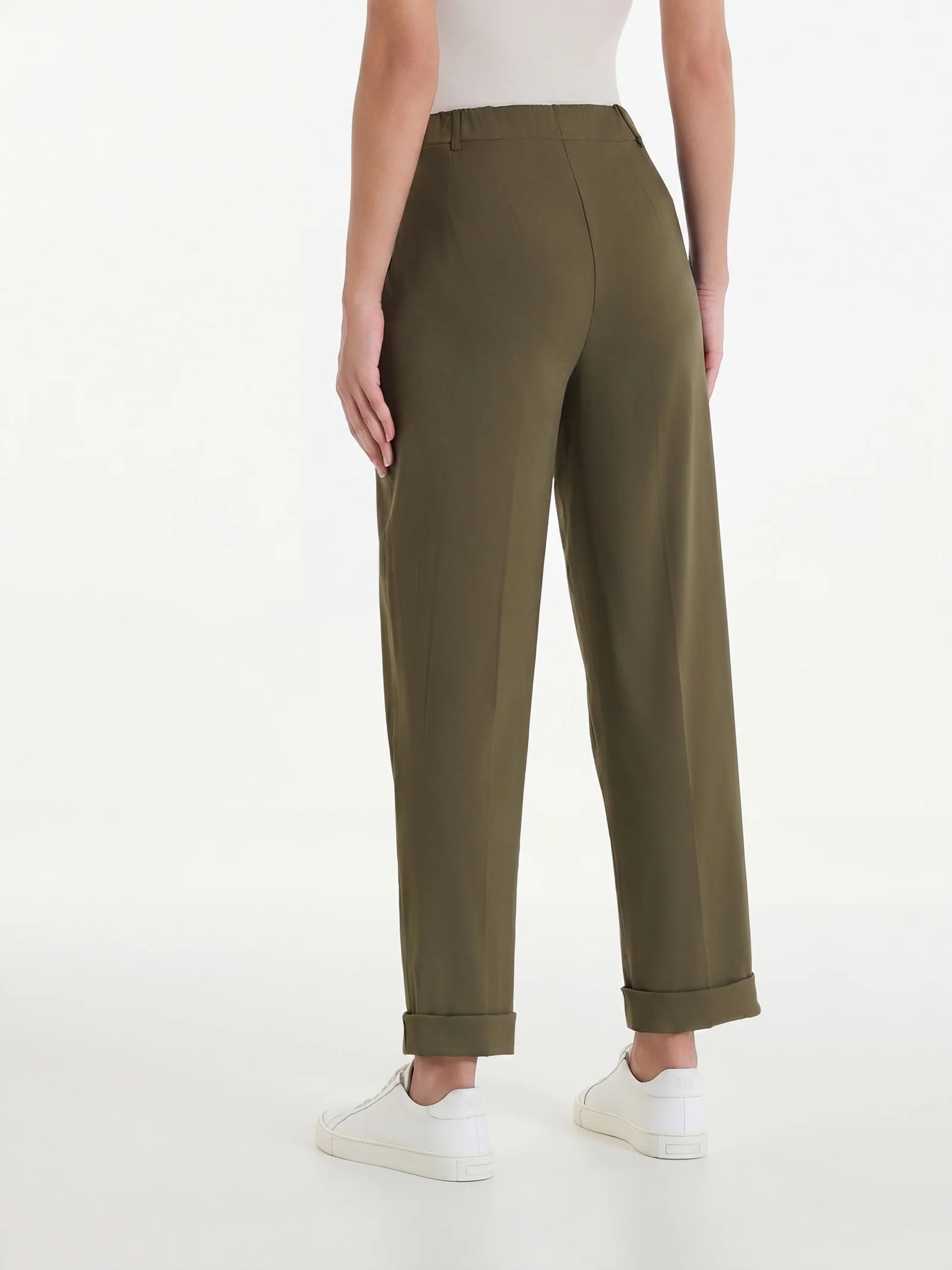 Pantalone a carota con tasche in Super Fresh - Dark Olive - Image 3
