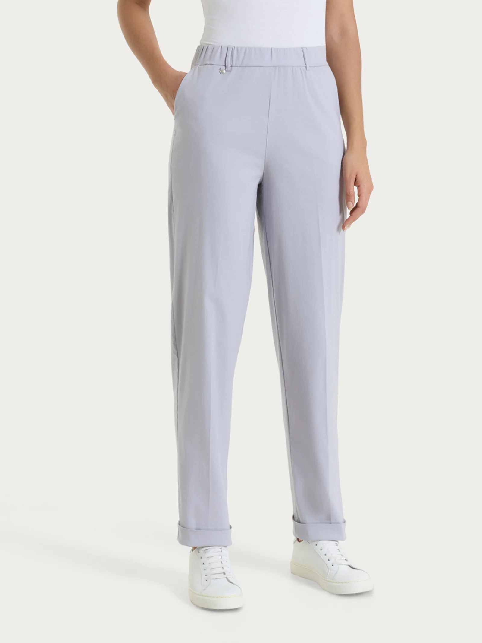 Pantalone a carota con tasche in Super Fresh - Silver Sconce - Image 2