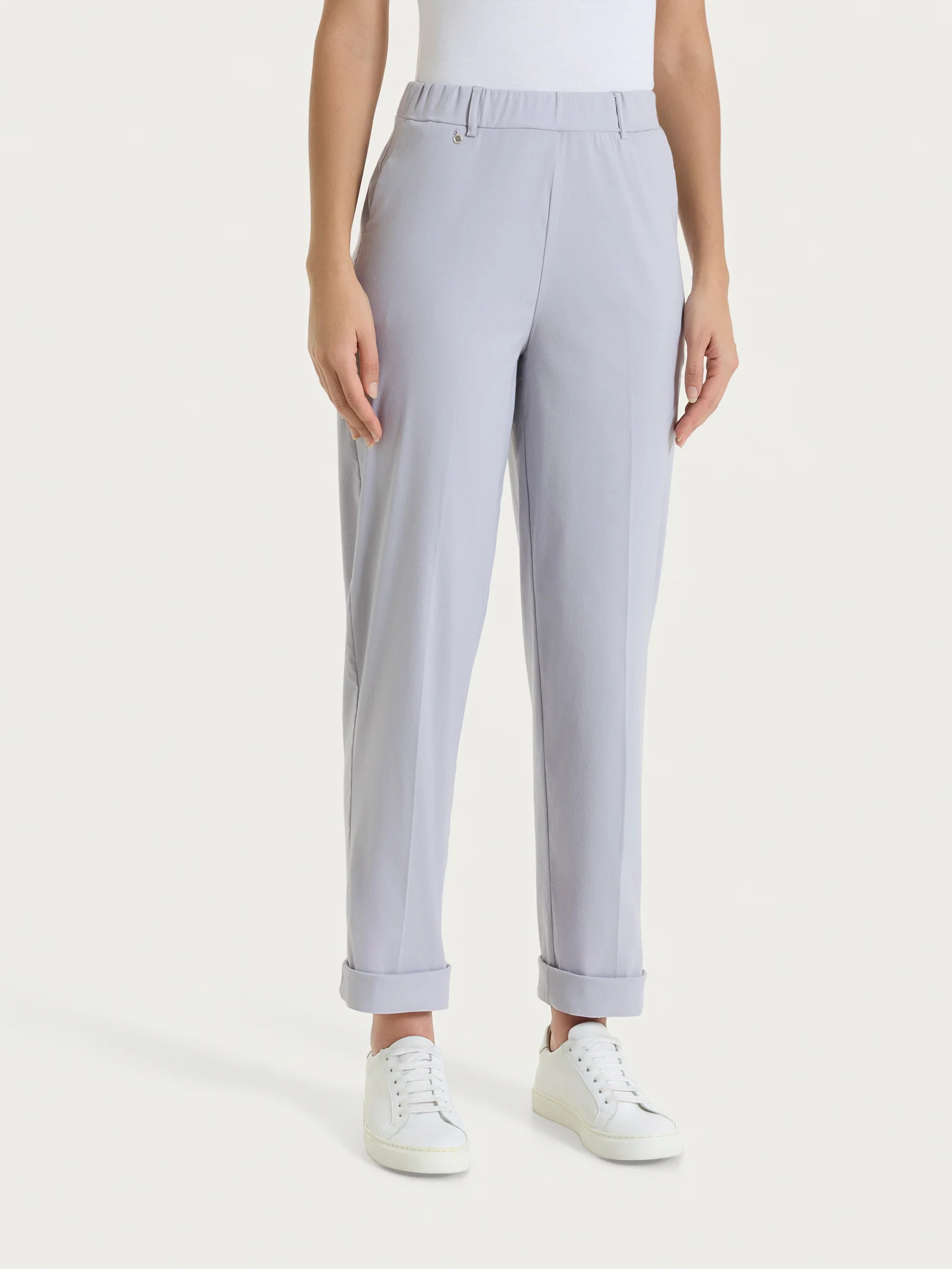 Pantalone a carota con tasche in Super Fresh - Silver Sconce - Image 3
