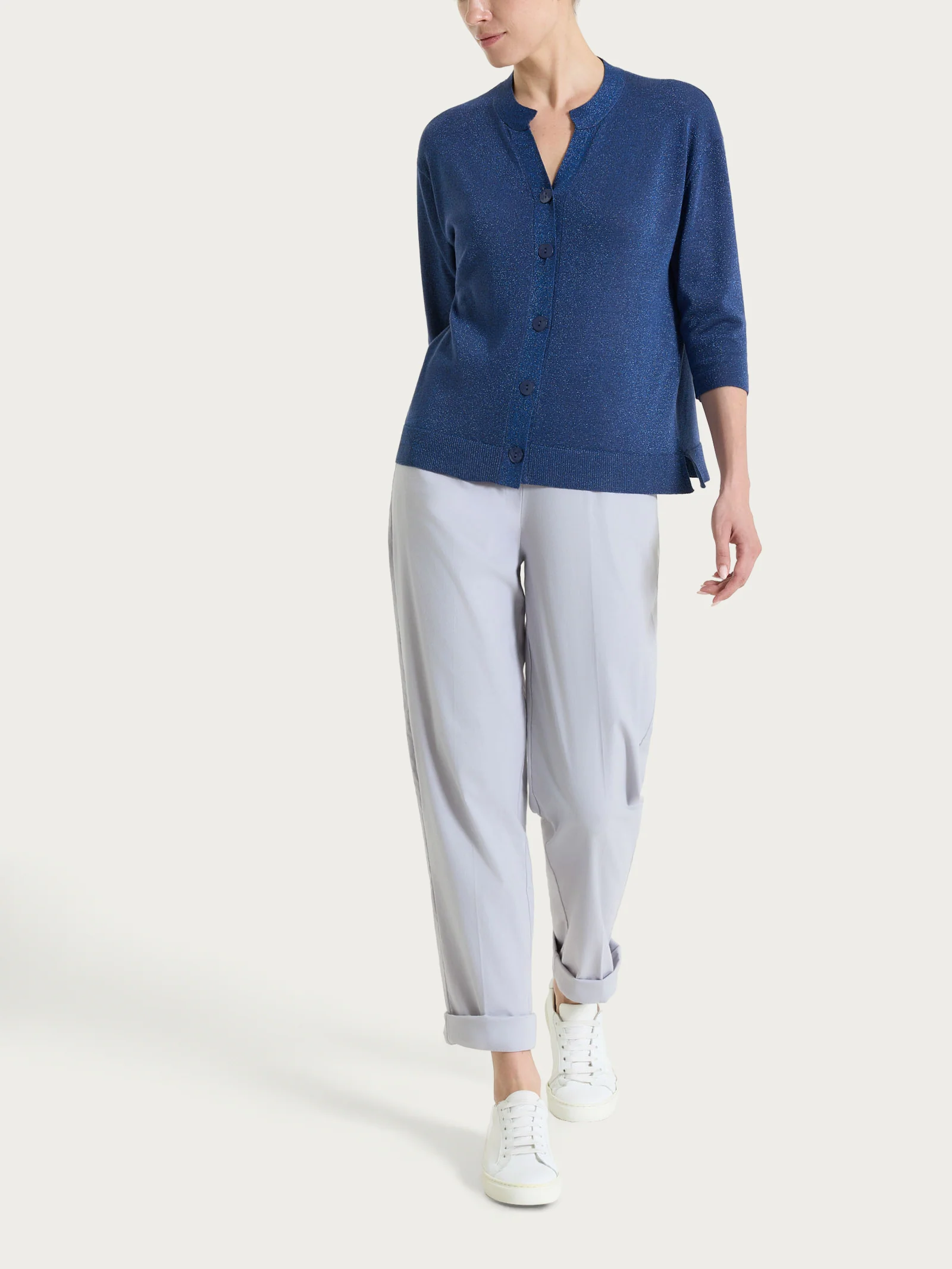 Pantalone a carota con tasche in Super Fresh - Silver Sconce - Image 9