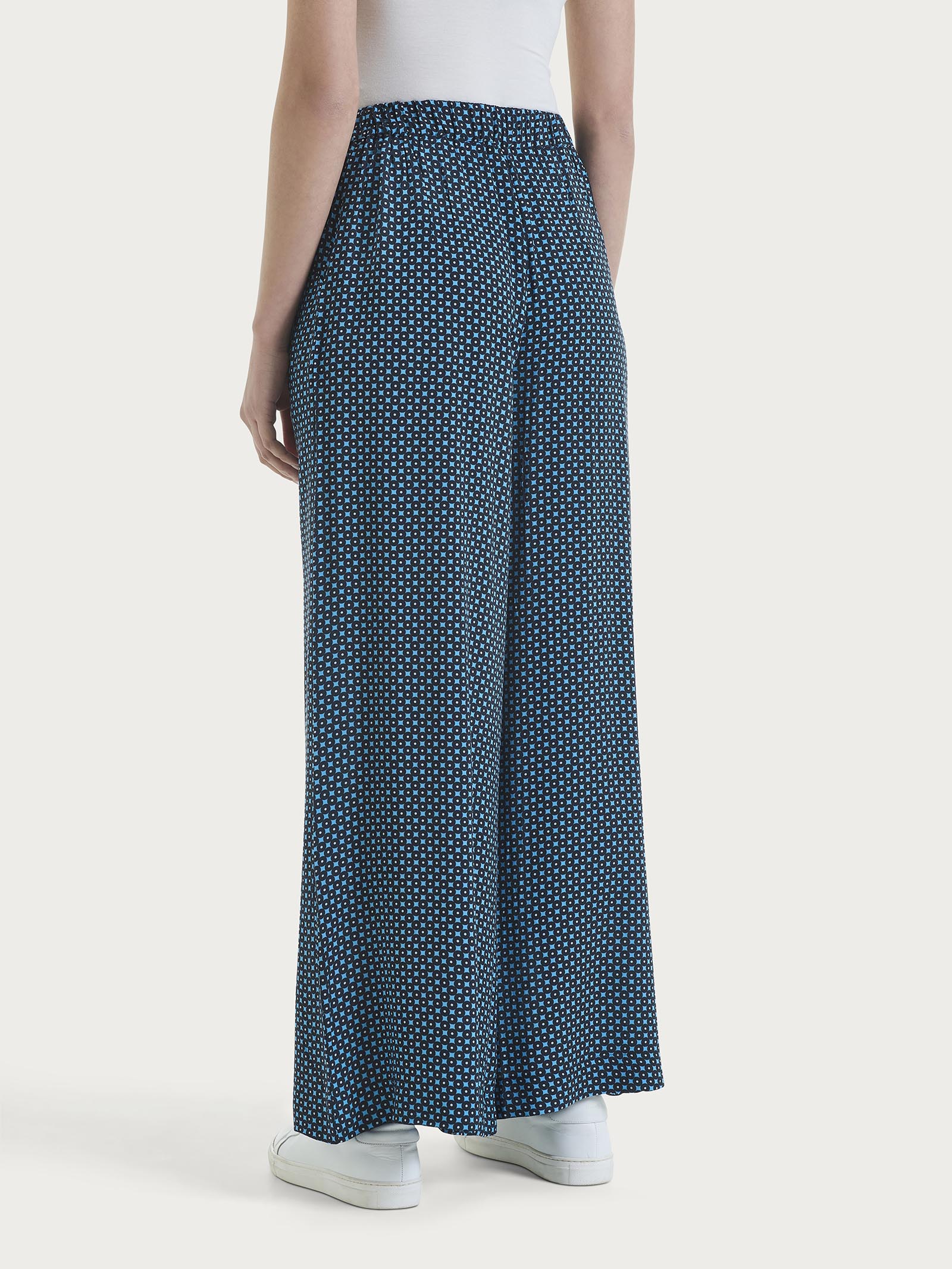 Pantalone a palazzo con tasche e micro pattern in Ecoseta  - Fant. Aquarius - Image 2