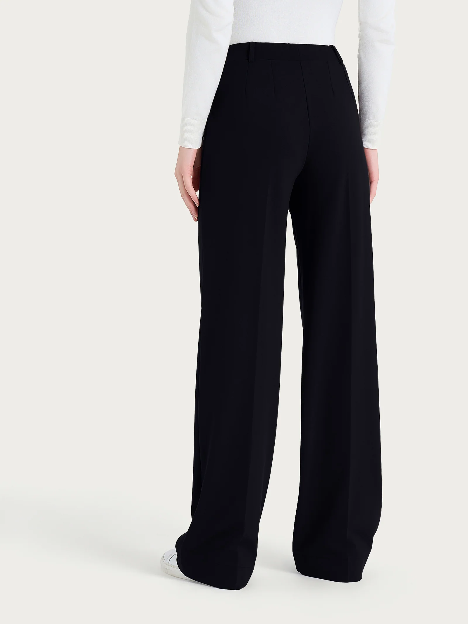 Pantalone a palazzo con tasche in Cashmere Compact - Nero - Image 2