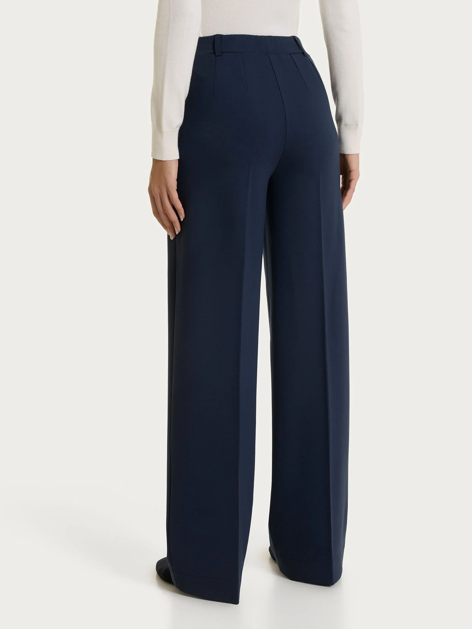 Pantalone a palazzo con tasche in Cashmere Compact - Bleu - Image 2