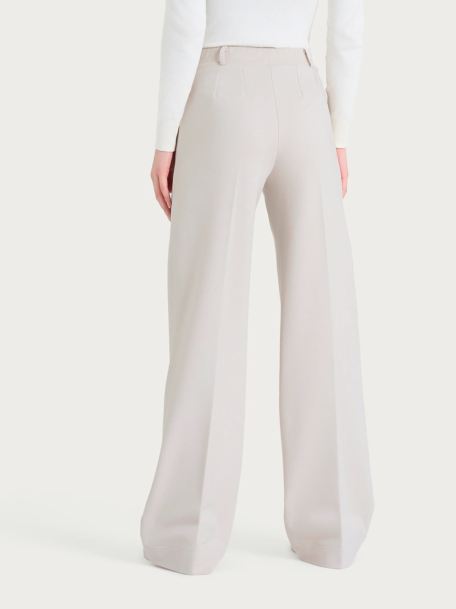 Pantalone a palazzo con tasche in Cashmere Compact - Champignon - Image 4
