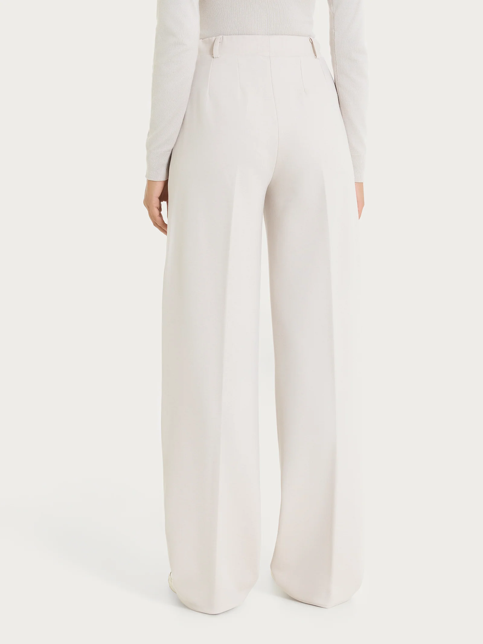 Pantalone a palazzo con tasche in Cashmere Compact - Champignon - Image 5