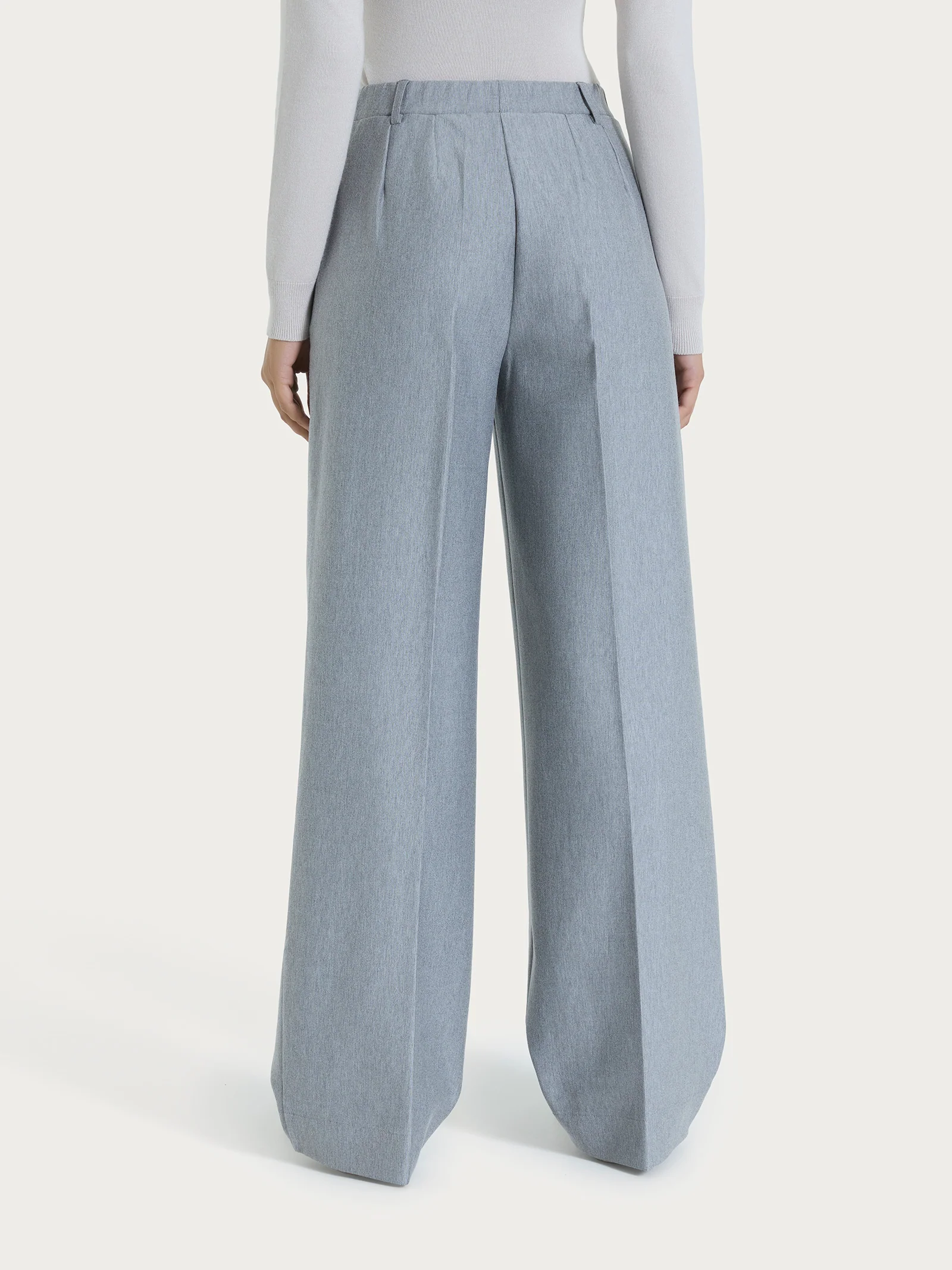 Pantalone a palazzo con tasche in Compact - Grigio Mel. - Image 2