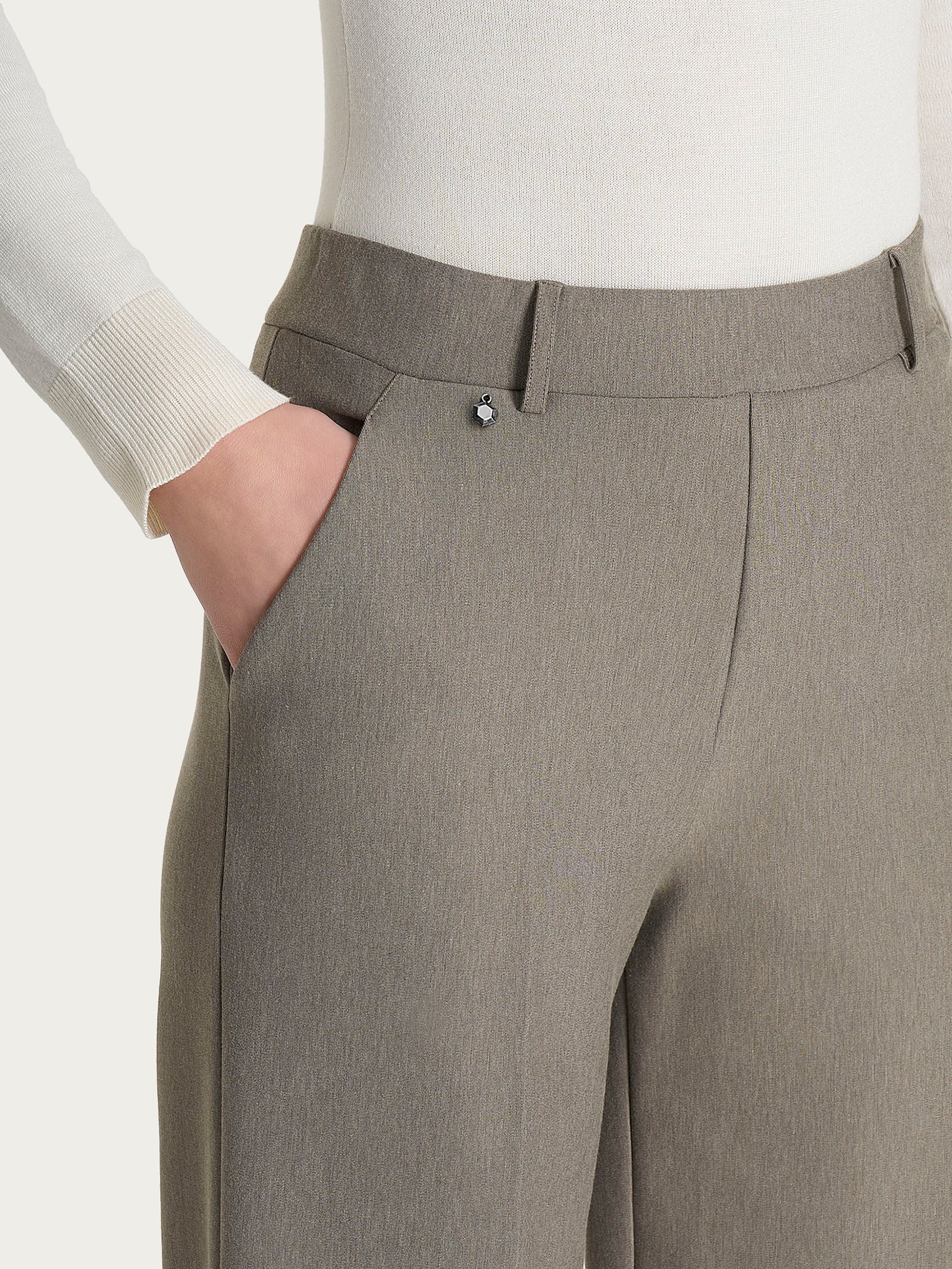 Pantalone a palazzo con tasche in Compact - Glace' Mel. - Image 3
