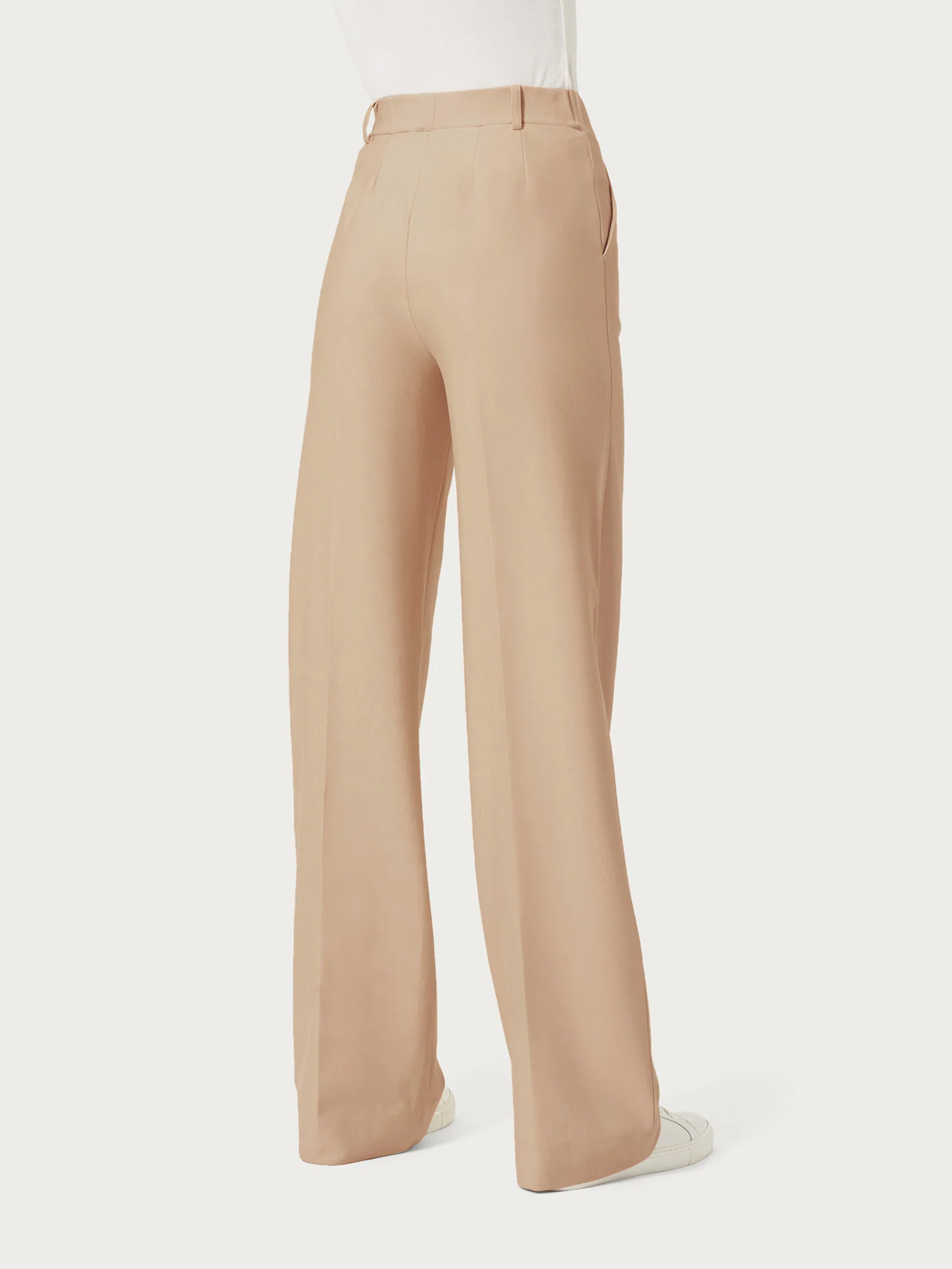 Pantalone a palazzo con tasche in Compact - Irish Cream - Image 2