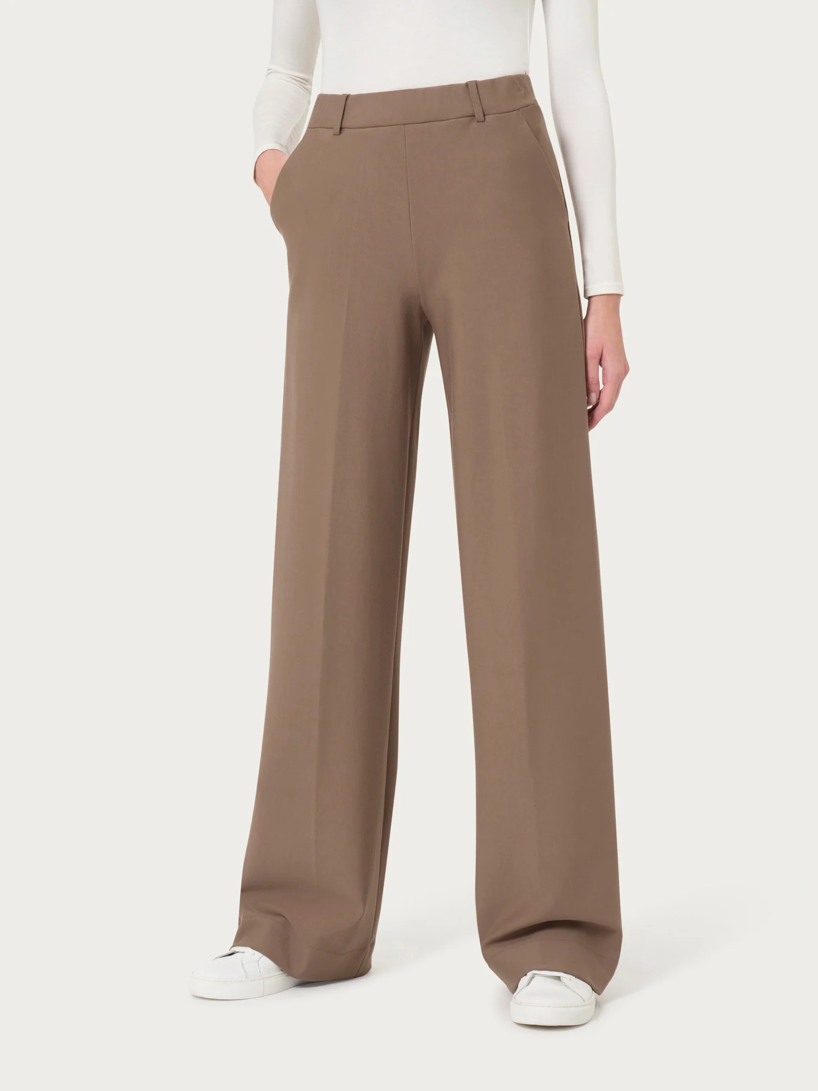 Pantalone a palazzo con tasche in Compact - Pine Bark