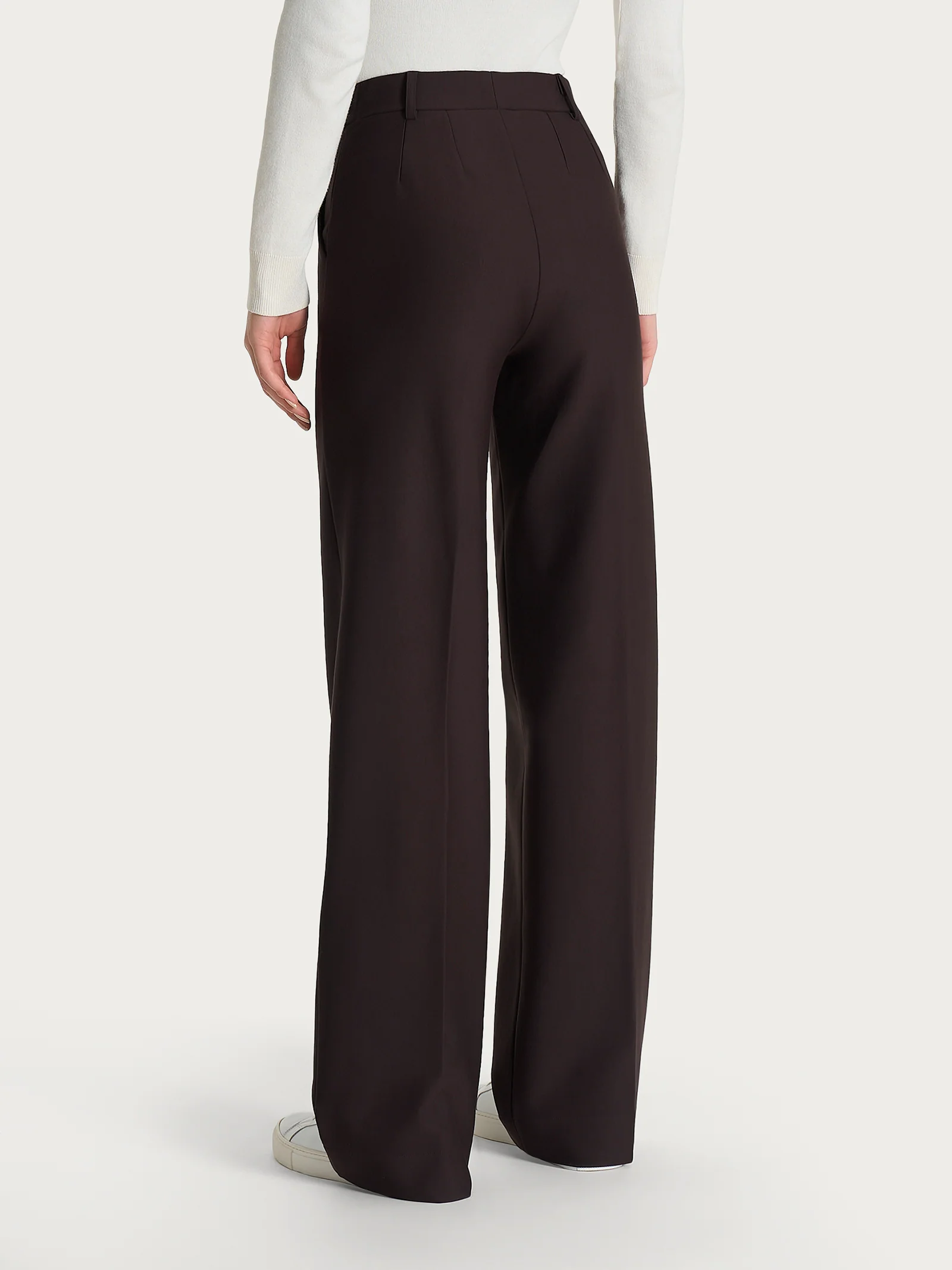 Pantalone a palazzo con tasche in Compact - Chocolate Torte - Image 2