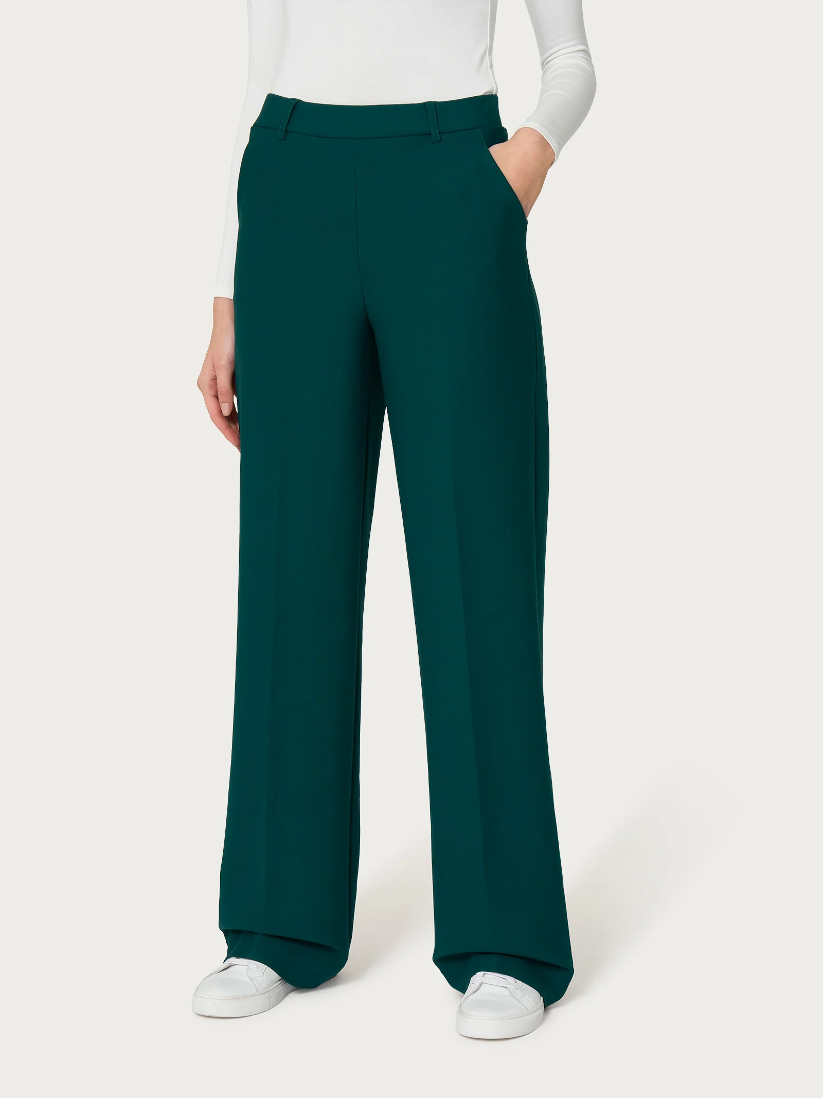 Pantalone a palazzo con tasche in Compact - Rain Forest