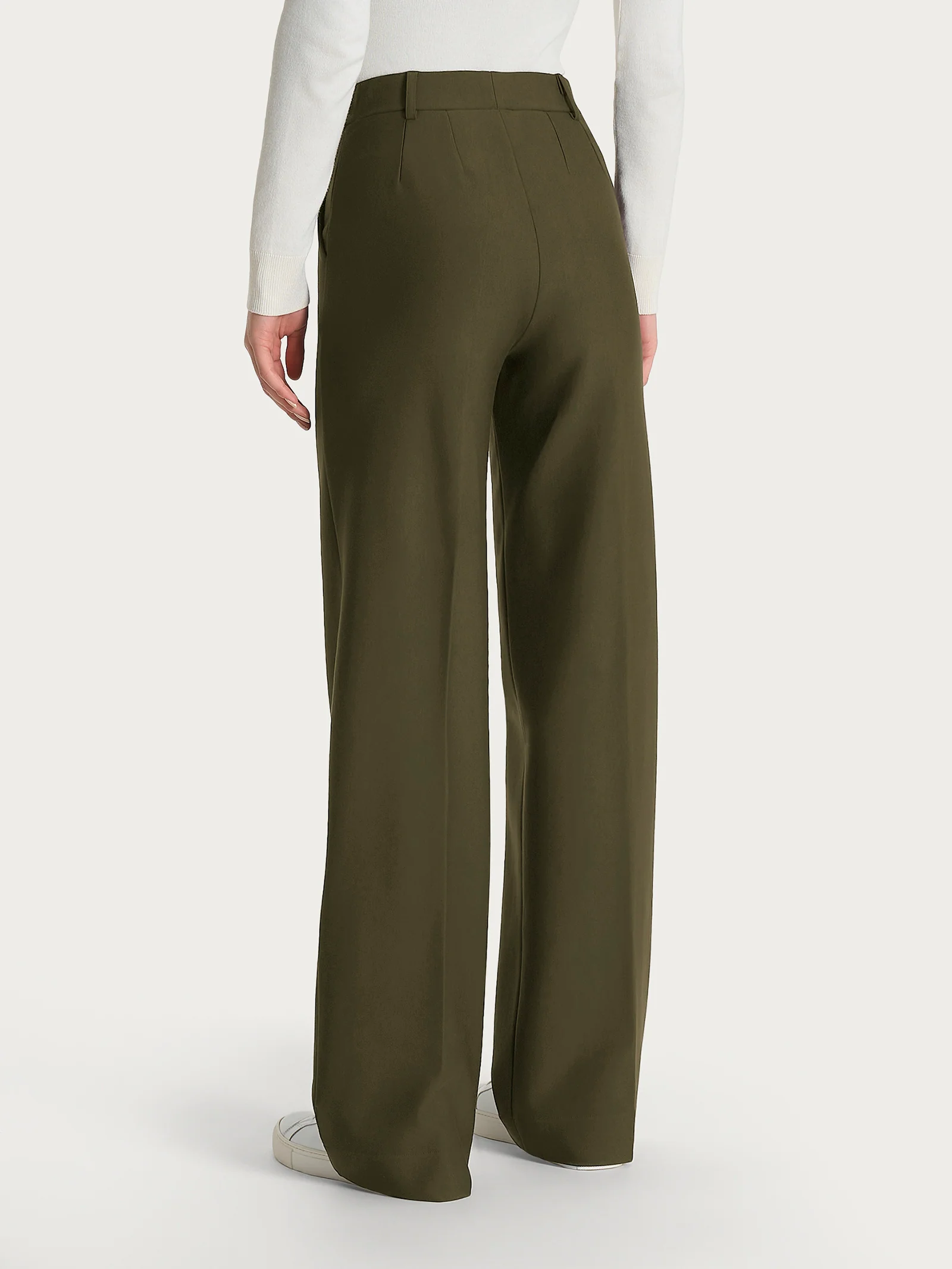 Pantalone a palazzo con tasche in Compact - Dark Olive - Image 2